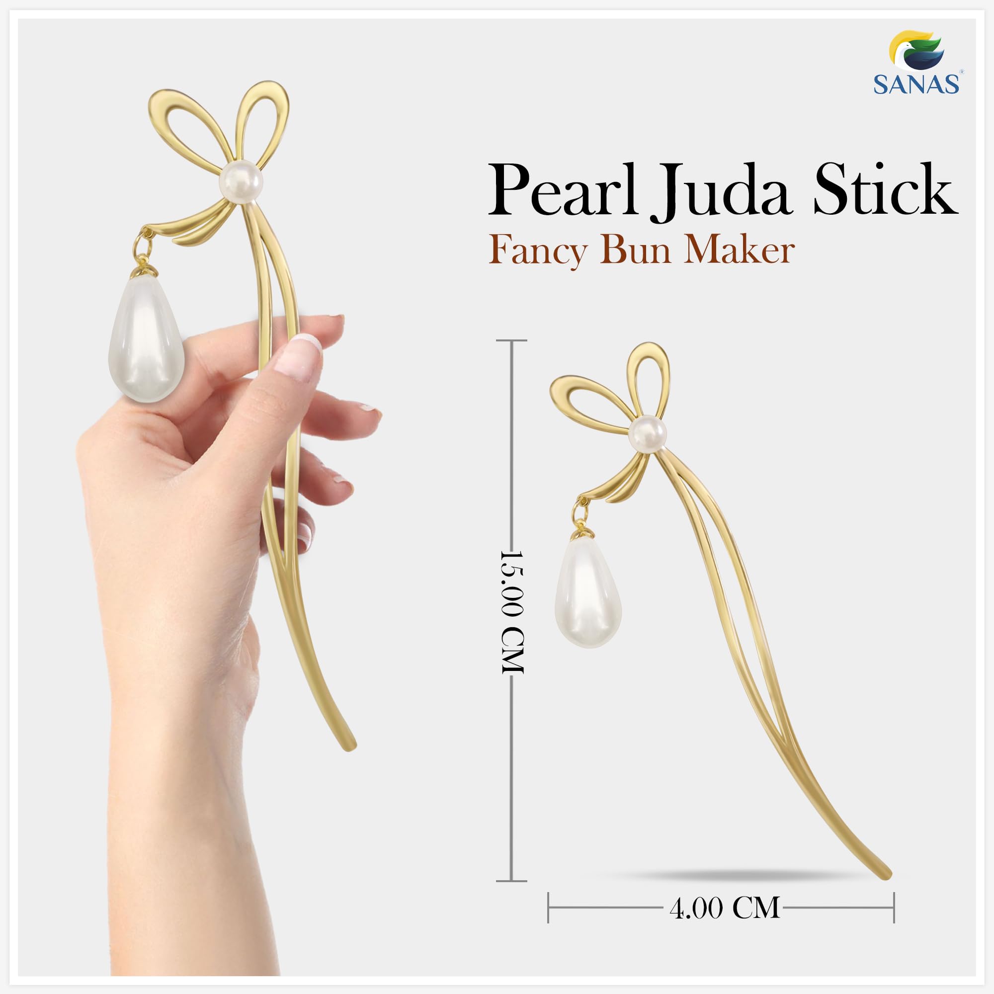 Elegant Korean Hair Stick for Women - 1PC Metal Hair Bun Pin with Pearl Accent | Perfect for Updos, Buns & Braids | Cute Hair Accessories for Girls & Women