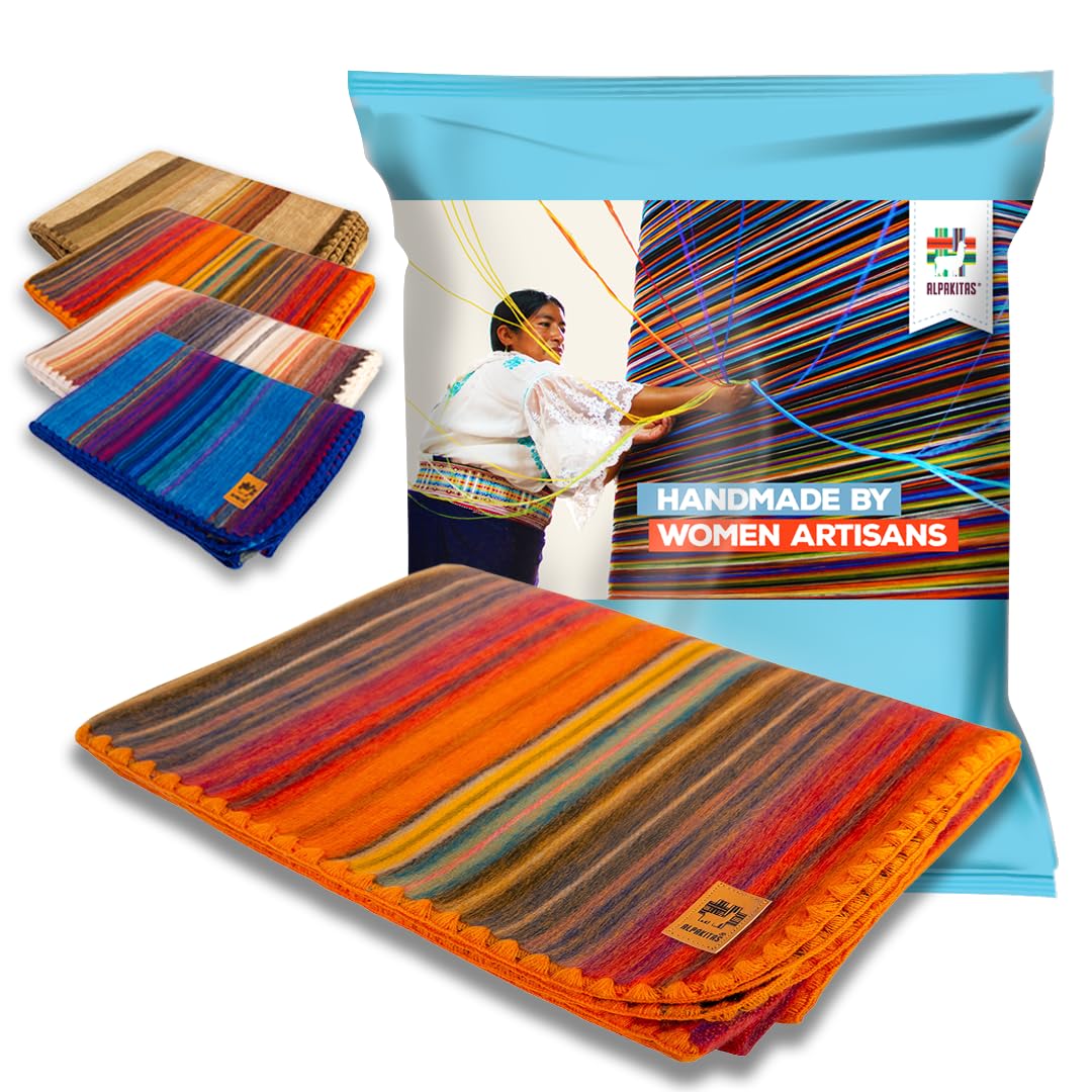 Premium Alpaca Wool Blanket - Ultra Soft & Lightweight Throw Blanket for Bed, Couch, or Camping - 64