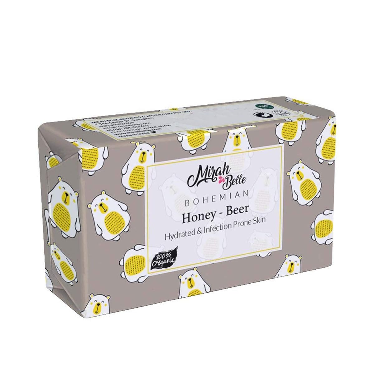 Organic Honey Beer Conditioning Soap for Dry & Sensitive Skin - Mirah Belle Handmade Soap (Pack of 3, 125g Each, 375g Total) - Moisturizing & Skin-Softening Bar Soap - Ideal for Daily Shower, Facial Cleansing & Gift Giving