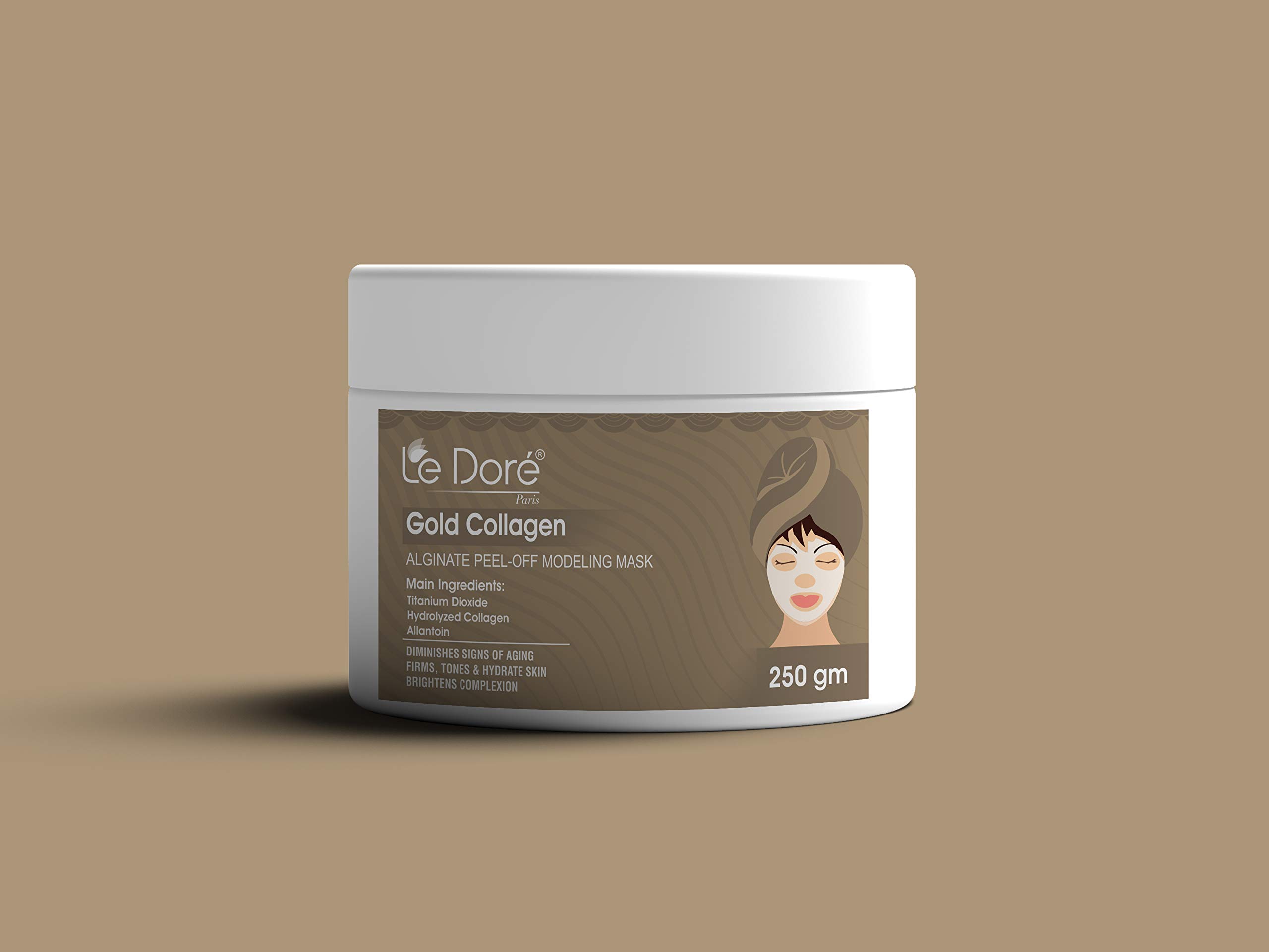 Le Dore Gold Collagen Peel-Off Mask - Firming, Toning & Hydrating Alginate Face Mask for Glowing Skin & Pore Tightening | Soothes & Revitalizes Skin | For Men & Women | 250g | Perfect for Spa Nights, Self-Care Routines & Skin Rejuvenation