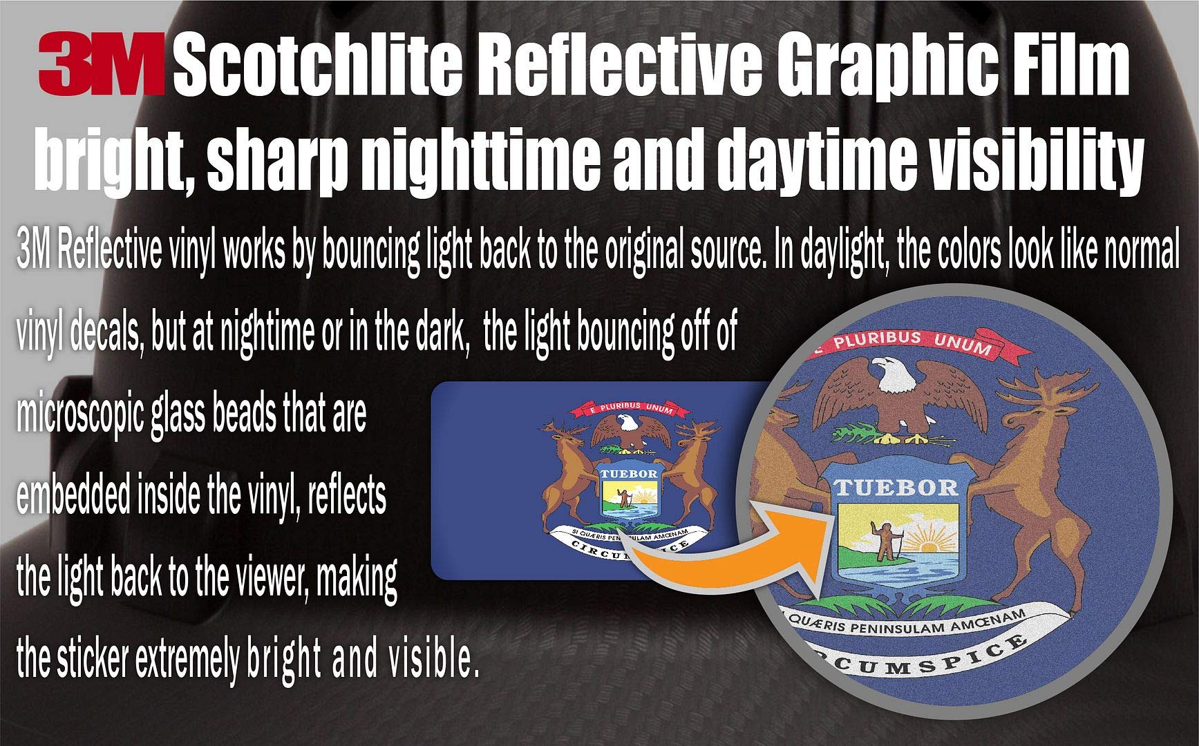 3M Reflective Michigan & US Flag Stickers (10-Pack) - High Visibility Safety Decals for Hard Hats, Laptops, Bikes & Toolboxes - Perfect for Night Safety, Work Gear & Vehicle Identification
