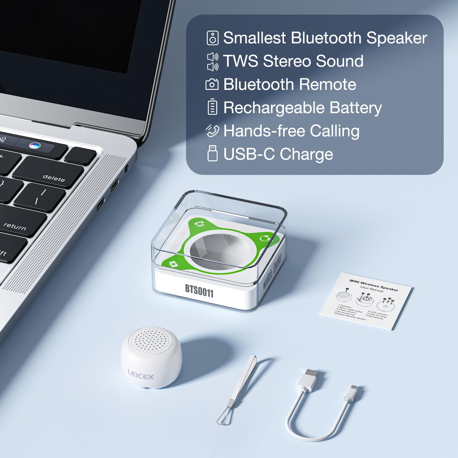 Portable Bluetooth Speaker Wireless Mini Travel Speaker with Bluetooth 5.0 - Compact Outdoor Speaker for Beach, Camping, Hiking & Pool Party (White)