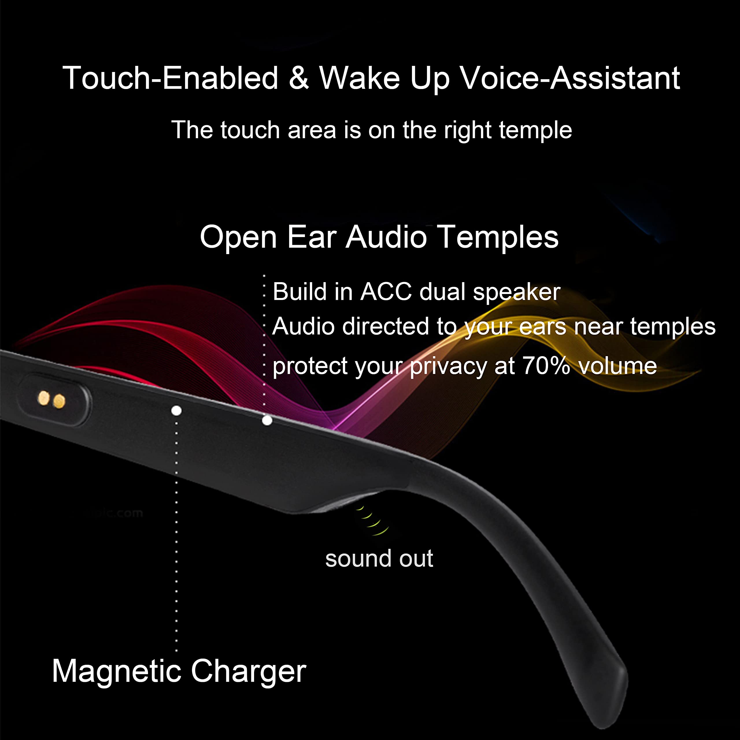Smart Bluetooth Glasses for Men with Voice Assistant - Wireless Sunglasses Compatible with All Smart Devices (Red Sun Lens) - Perfect for Driving, Outdoor Activities & Hands-Free Calls