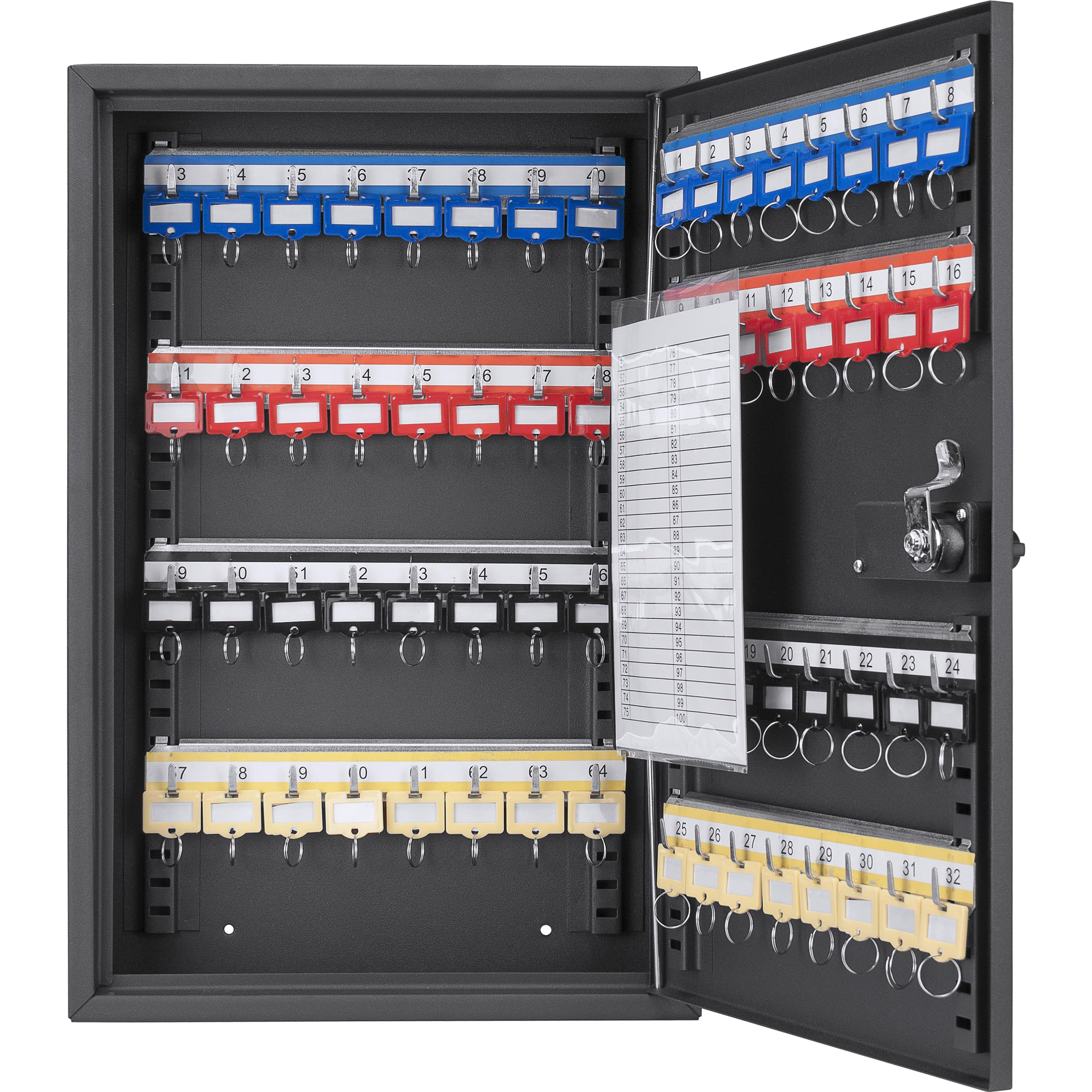 Barska 64-Position Wall Mount Adjustable Security Cabinet with Combination Lock & Key Tag Labels - Gray | Ideal for Home, Office & Garage Storage of Valuables, Documents & Tools