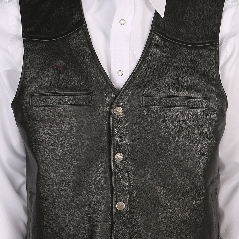 Wyoming Traders Men's Black Dover Leather Concealed Carry Vest - Durable & Stylish for Outdoor Activities, Hunting & Everyday Wear