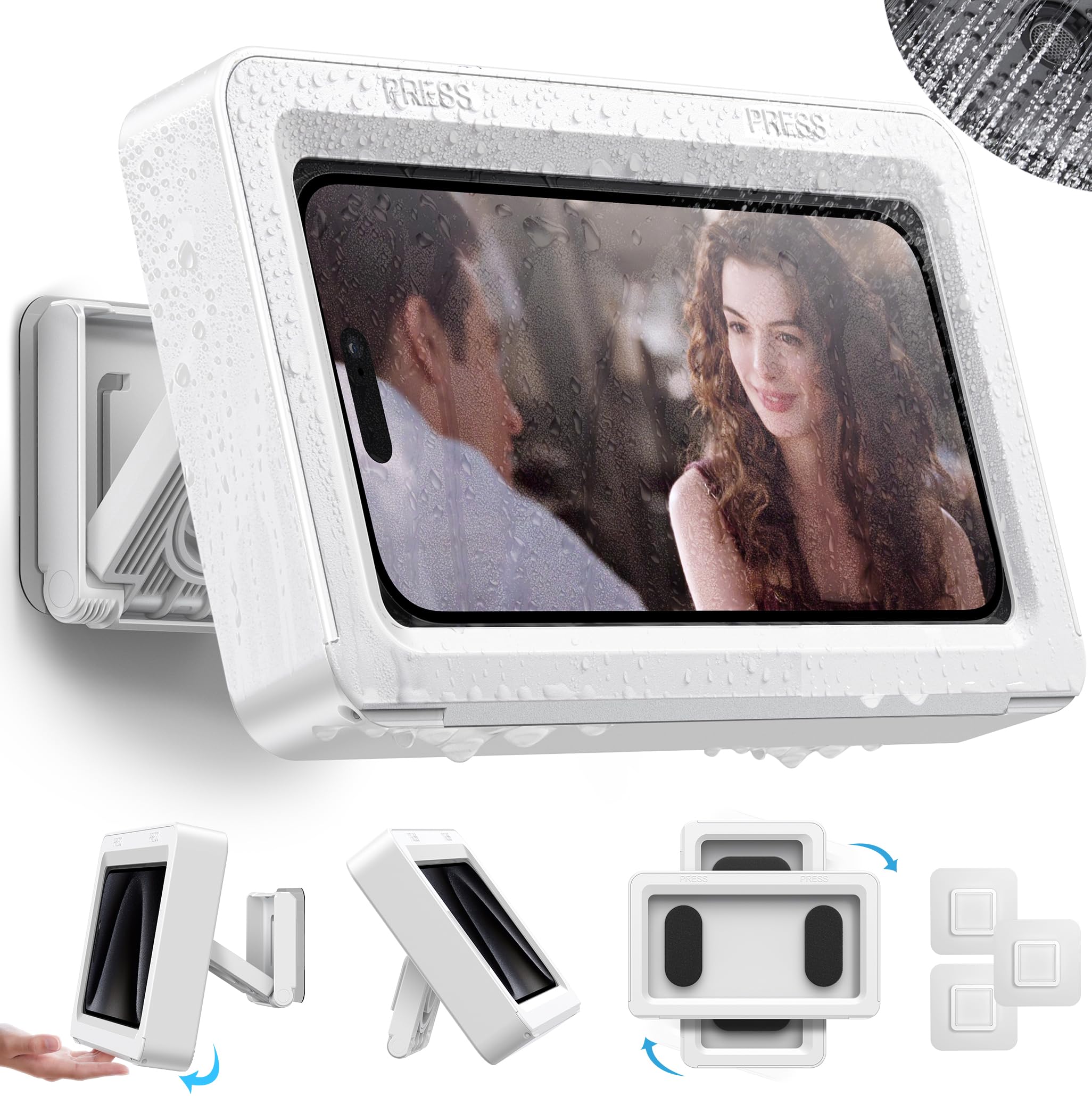 JOYROOM Waterproof Shower Phone Holder - 480° Adjustable Rotation, Anti-Fog Bathroom Phone Mount Stand for iPhone Samsung 4-7