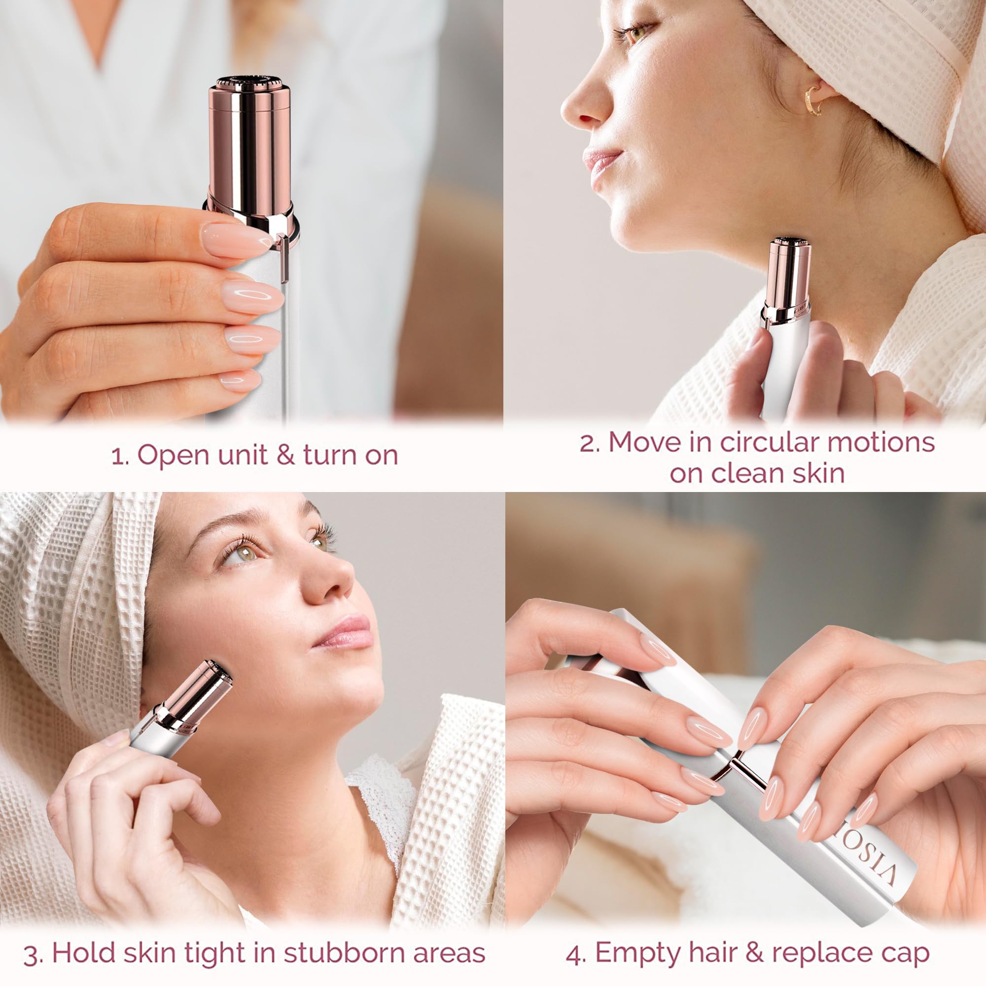 VISOFO Electric Facial Hair Remover for Women - Painless Dermaplaning Tool, Epilator & Trimmer for Upper Lip, Chin & Face | Smooth Skin Beauty Gadget | Perfect for Home Spa, Travel & Daily Skincare Routine (Coral)