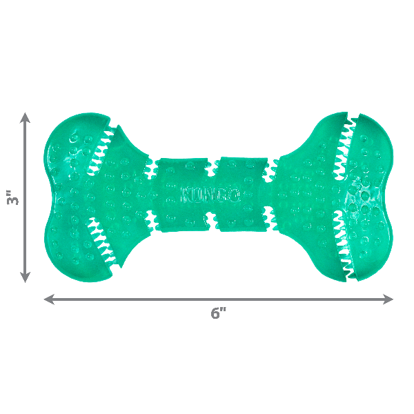 KONG Squeezz Dental Bone Dog Toy - Durable Chew Toy for Teeth Cleaning & Play - Perfect for Small & Medium Dogs - Indoor & Outdoor Use