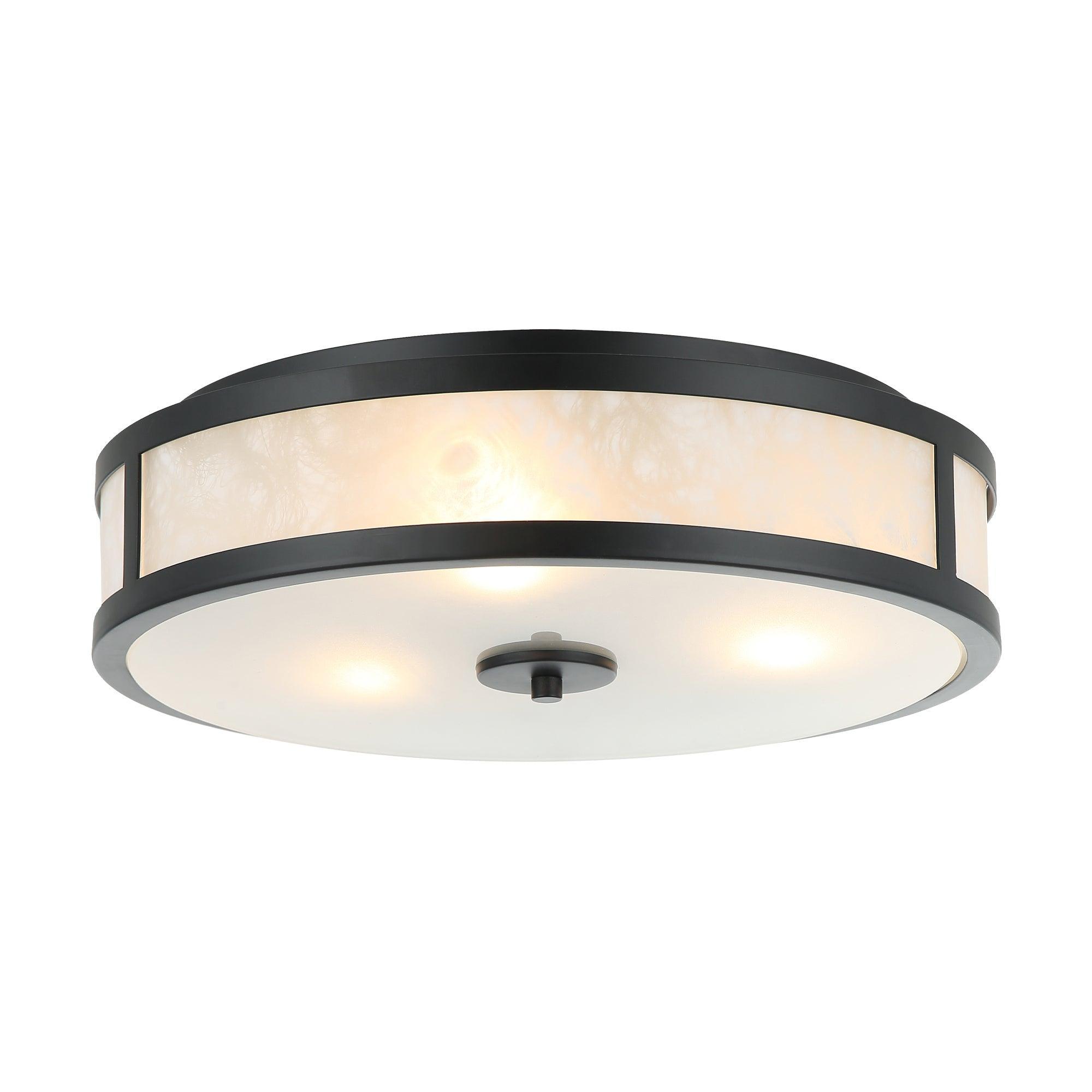16 Inch Modern Black Flush Mount Ceiling Light Fixture - 3 Lights, Dimmable LED for Bedroom, Living Room, Kitchen & Hallway Lighting