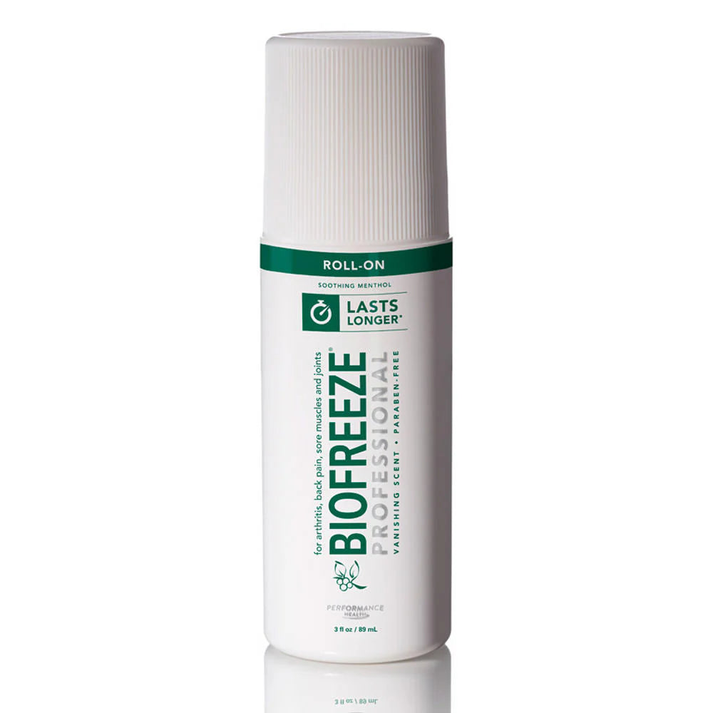 BIOFREEZE Professional Pain Relief Roll-On 3oz – Fast-Acting Cooling Gel for Muscle & Joint Pain – Perfect for Athletes, Gym & Post-Workout Recovery