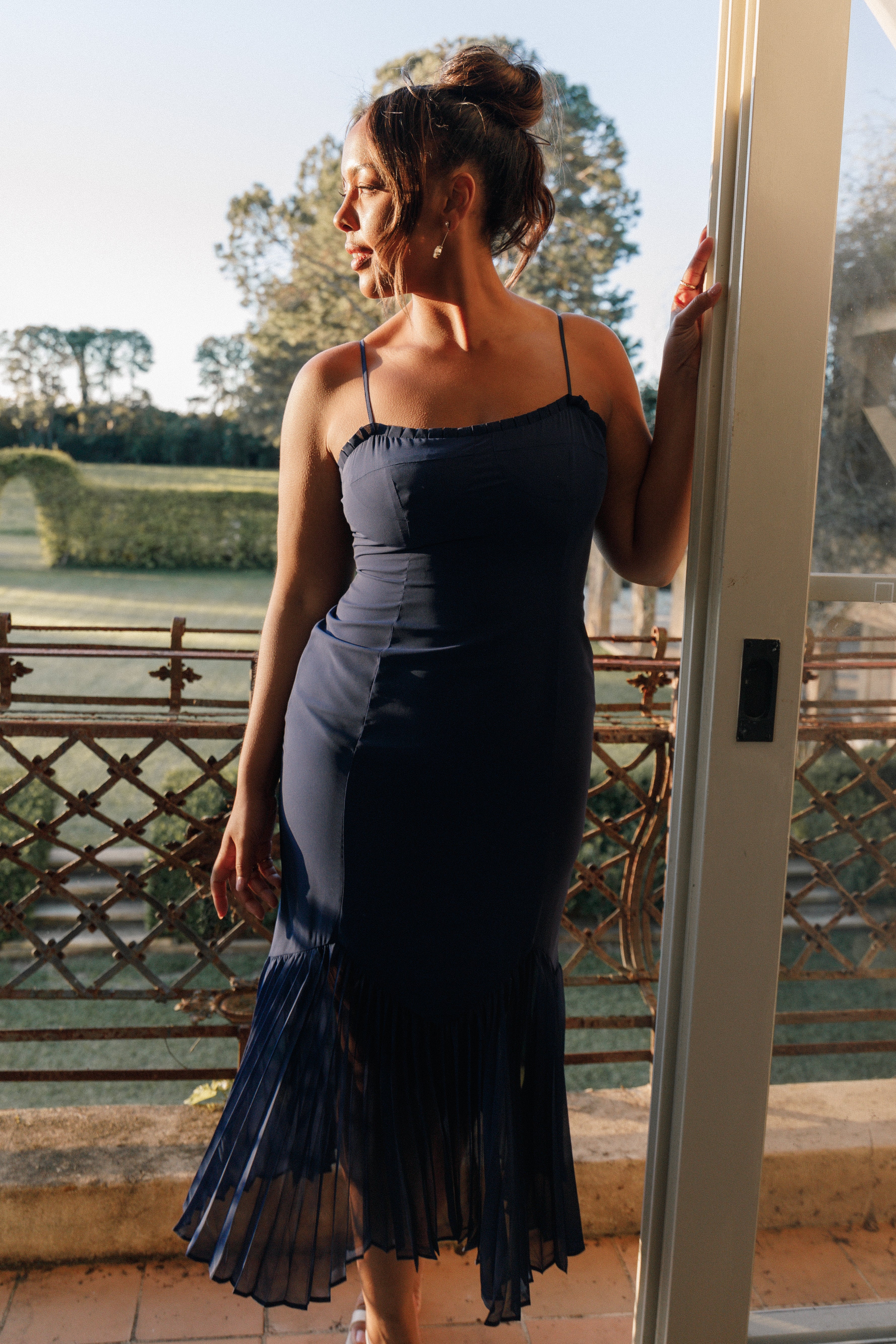 Ashton Midi Dress for Women - Navy Blue Flowy Summer Dress | Perfect for Beach, Vacation & Casual Outings