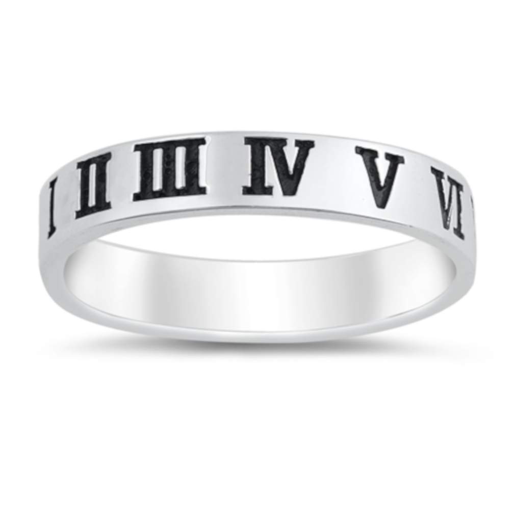 Stylish Sterling Silver Roman Numeral Ring - Ancient Inspired Unisex Jewelry for Men & Women - Perfect for Anniversary Gifts, Weddings & Everyday Fashion