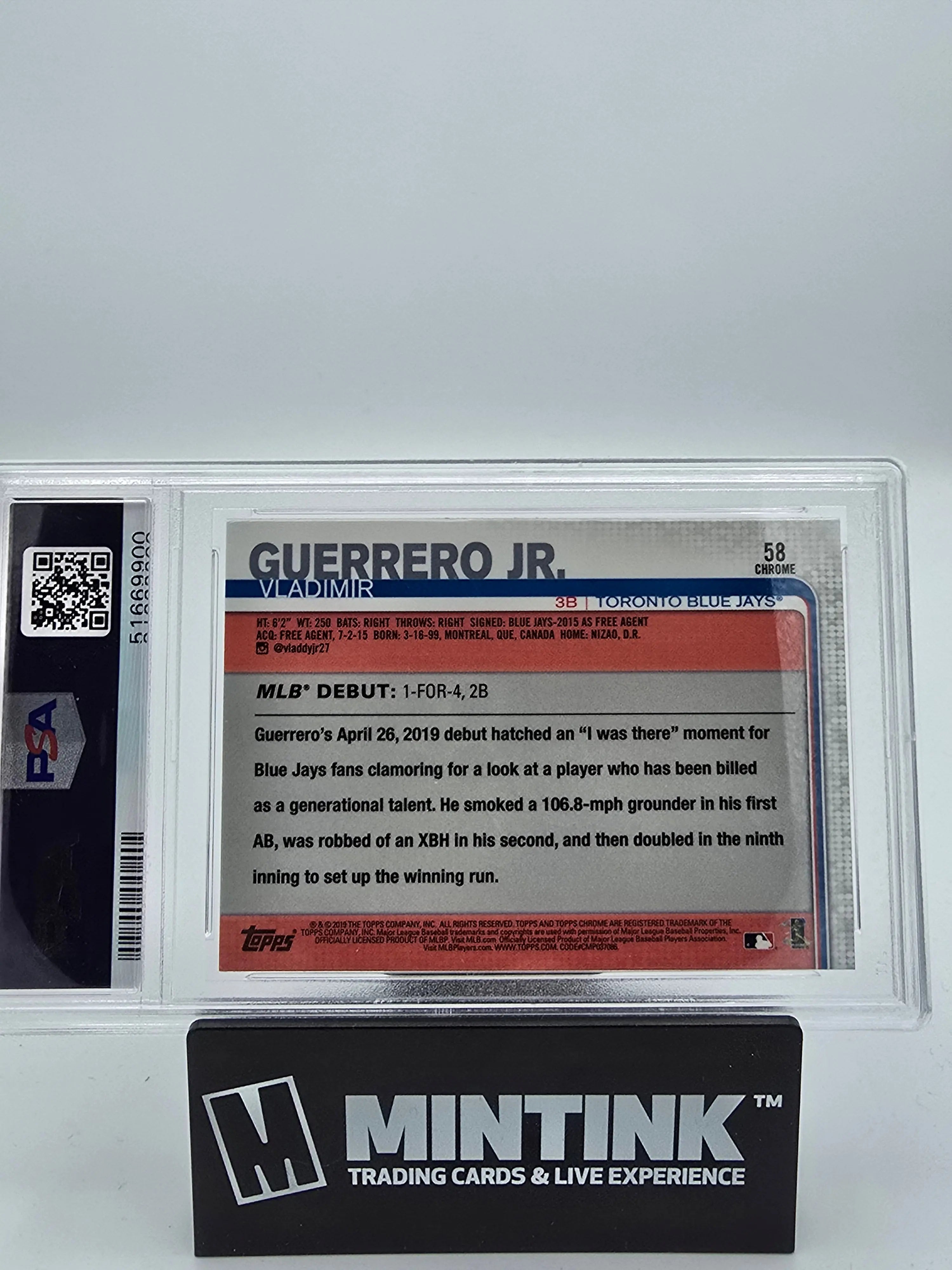2019 Topps Chrome Update Vladimir Guerrero Jr. #58 PSA 9 Mint Condition - Baseball Trading Card for Collectors & Sports Fans - Perfect for Display, Investment & Memorabilia Collections