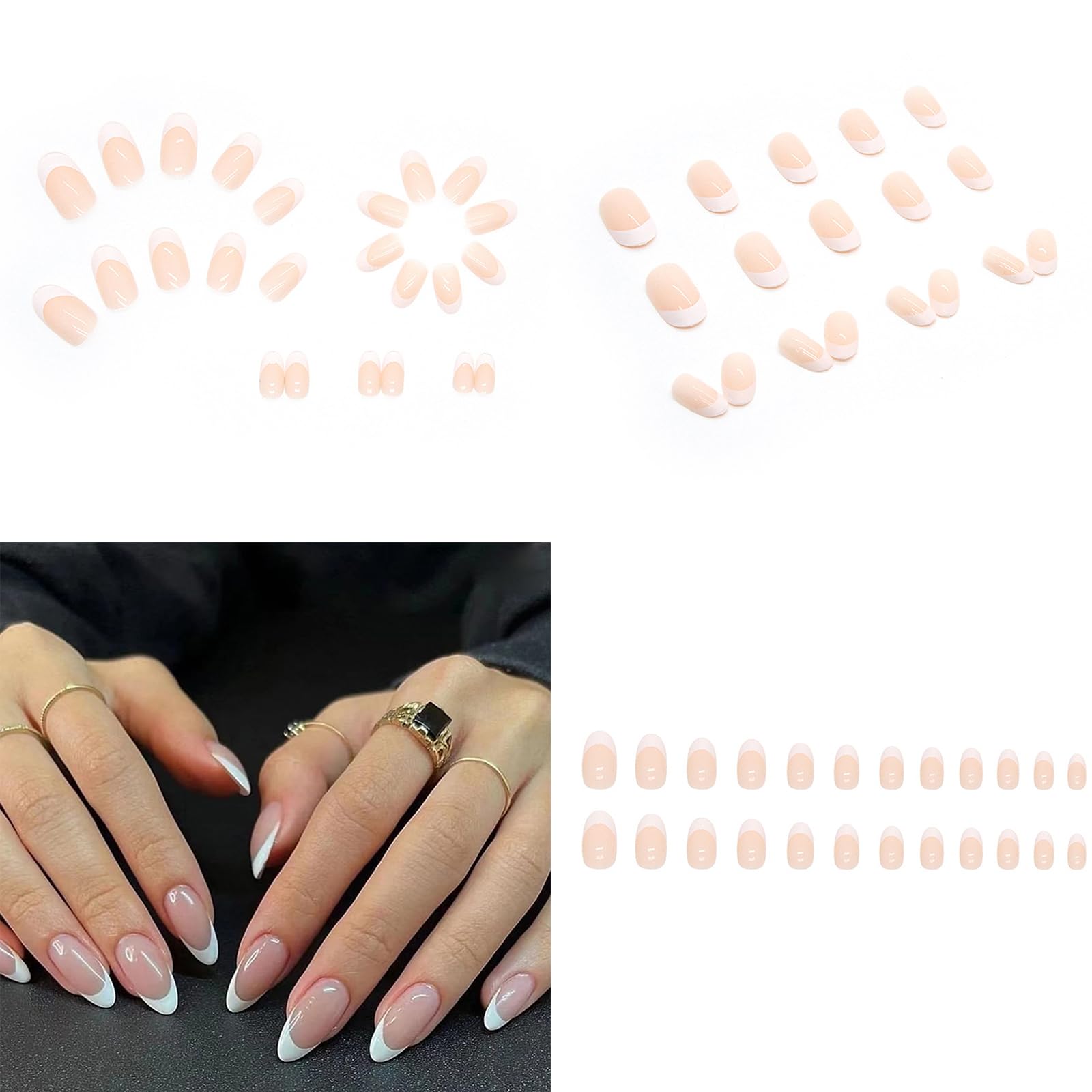 24-Piece Glitter Square Coffin False Nails Set - Acrylic ABS Press-On Nails for Women & Girls - Easy to Apply Manicure Kit for Parties, Weddings & Special Occasions