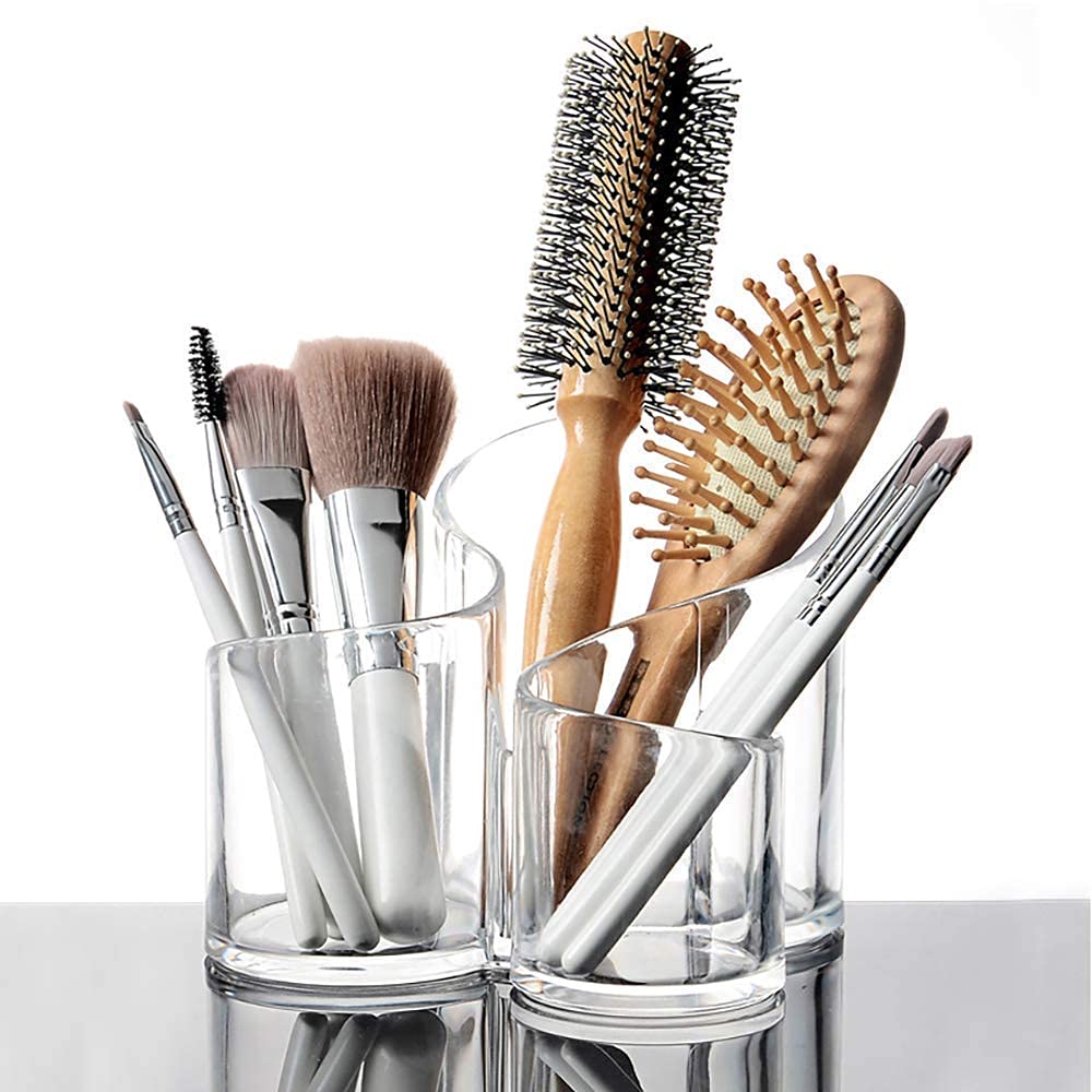 ARABELLA RETAIL Acrylic Makeup Organizer - Cosmetic Brush Holder & Beauty Storage Stand for Nail Polish, Lipstick, Eyeliner, Combs | Perfect for Vanity, Bathroom Counter & Dressing Table Organization
