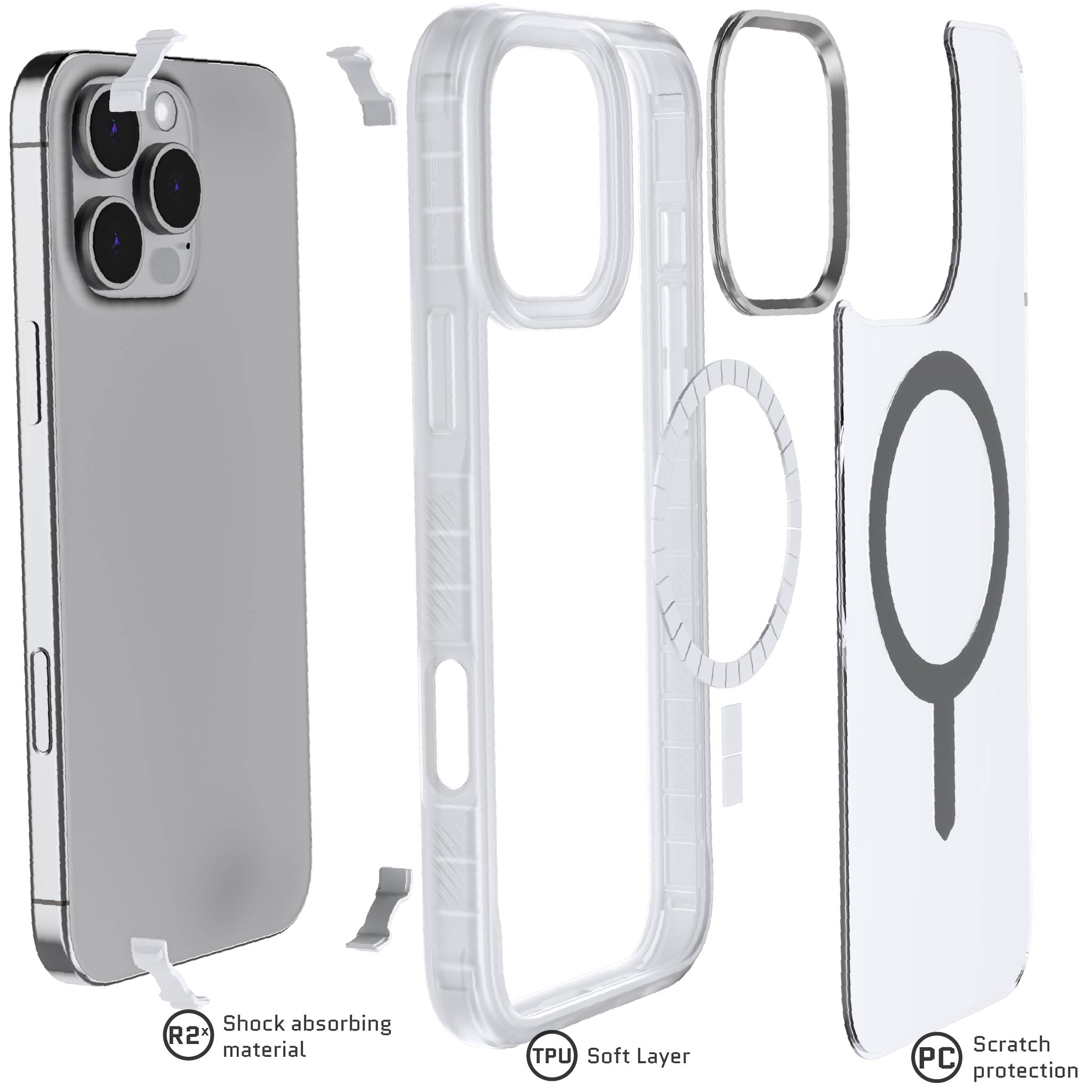 iPhone 16 Series Clear MagSafe Protective Cases - Shockproof & Anti-Scratch Cover for iPhone 16/16 Pro/16 Pro Max | Perfect for Everyday Use, Travel & Outdoor Activities