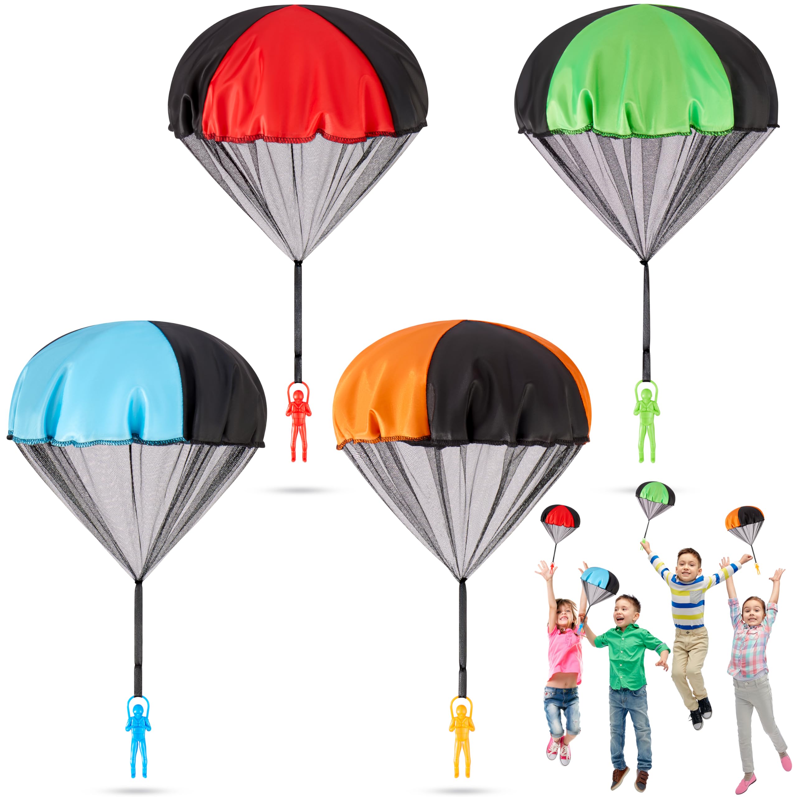 Best Parachute Toys for Kids - 4 Pack Easter Egg Fillers & Outdoor Flying Toys - Fun Birthday Gifts for Boys & Girls Ages 3-12 - Cool STEM Toys for Toddlers & Teens - Perfect for Easter, Birthday Parties & Outdoor Play