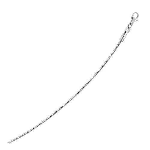 14K White Gold Round Omega Necklace with Diamond Cuts (1.5mm, 16 Inch) - Elegant Layering Piece for Women, Perfect for Everyday Wear, Gifts & Special Occasions