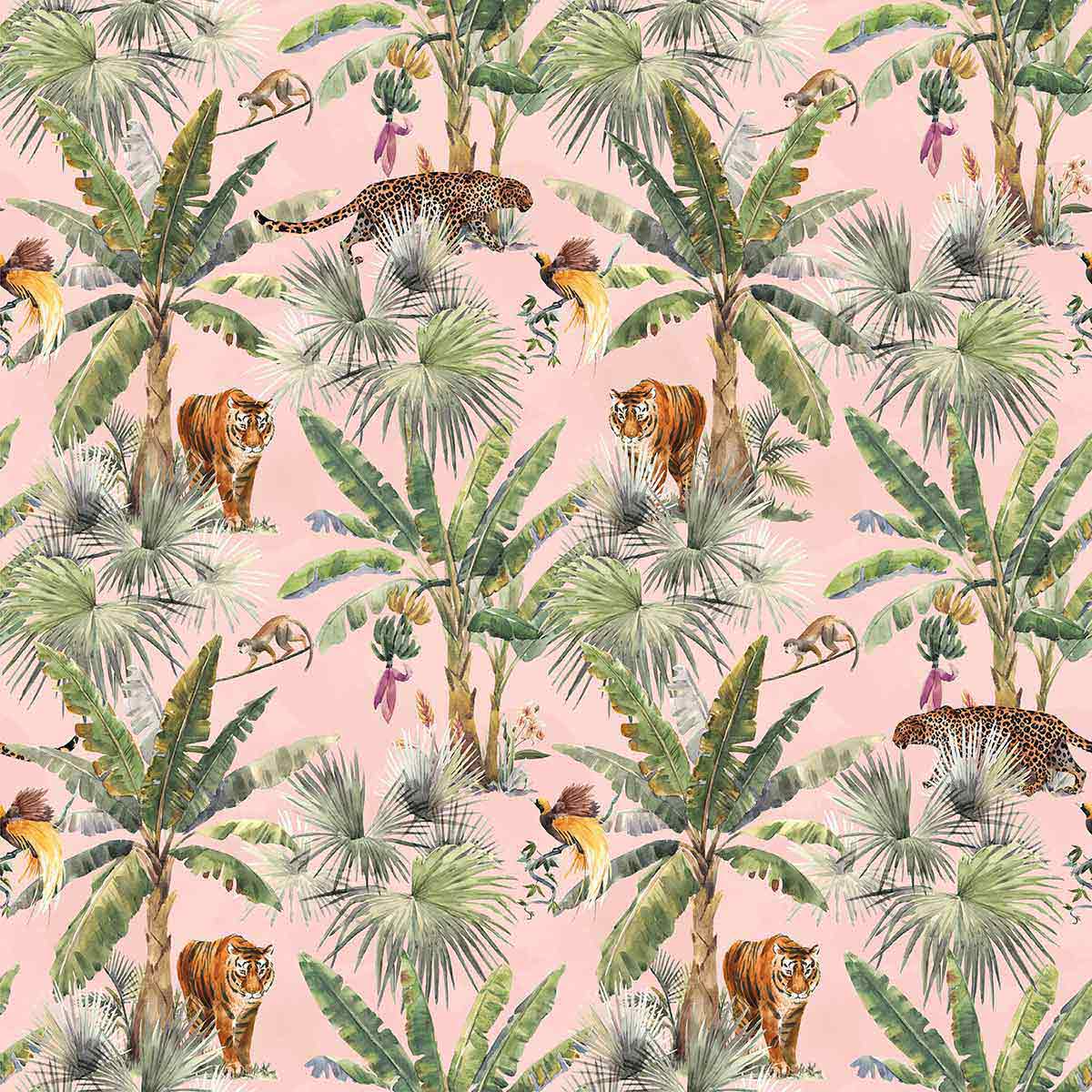 Pink Jungle Peel and Stick Removable Wallpaper - Self-Adhesive Floral Wall Decal for Bedroom, Nursery & Home Decor - Easy to Apply & Remove