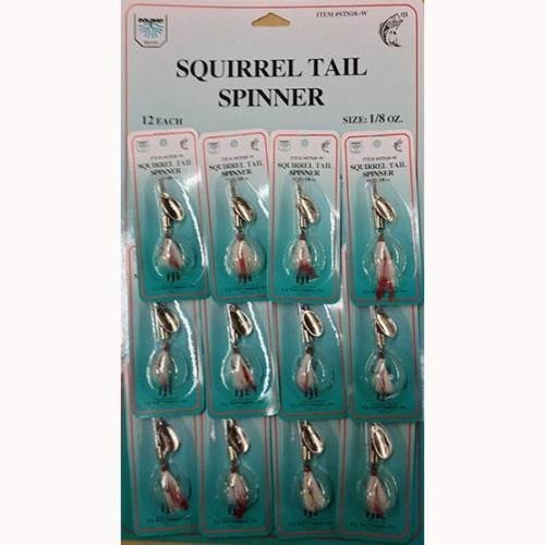 1/8 oz Squirrel Tail Fishing Spinners - 12 Pack | Bass, Trout, Panfish Lure | Freshwater & Saltwater Spinnerbaits for Casting & Trolling