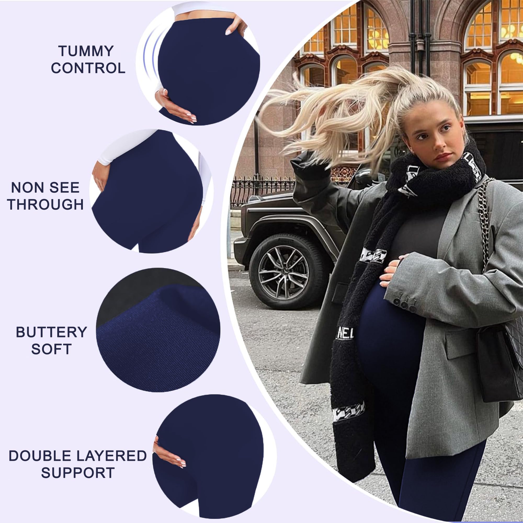 The Fancy Dress® Women's Maternity Leggings - Over Bump Pregnancy Yoga Pants with Elastic Waistband | Buttery Soft & Super Stretchy Ankle-Length Leggings | Plus Size UK 8-22 | Perfect for Yoga, Workouts & Everyday Comfort During Pregnancy