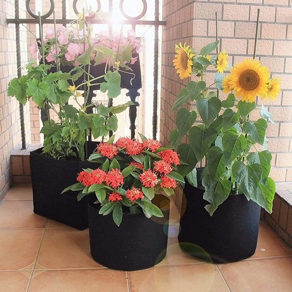 6-Pack 10 Gallon Heavy Duty Thickened Non-Woven Aeration Fabric Plant Grow Bags with Handles - Breathable Garden Pots for Vegetables, Flowers & Herbs - Ideal for Indoor/Outdoor Planting & Container Gardening (Black)