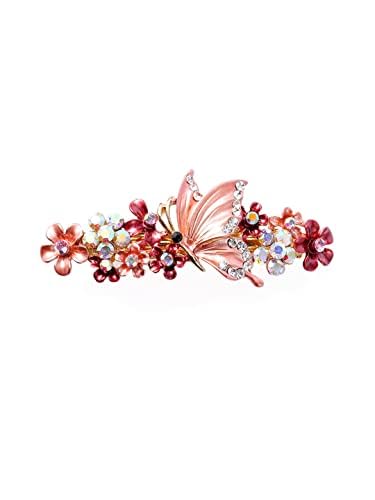 Kairangi Butterfly Hair Clips for Women & Girls - Red French Barrette Hair Accessories for Women (Perfect for Weddings, Parties & Daily Use) - Great Gift Idea for Women & Girls