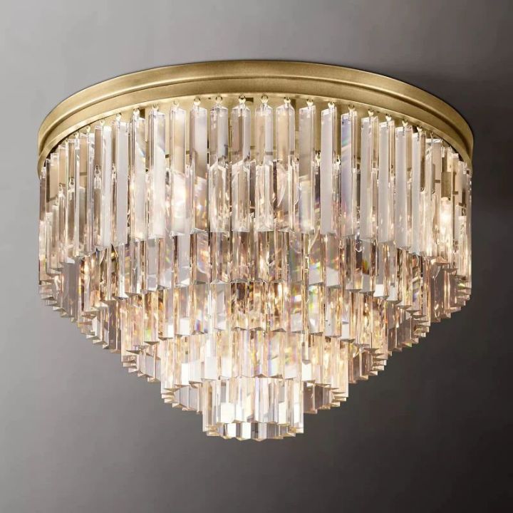 Vintage 1920s Art Deco Round Flush Mount Ceiling Light - 32 Inch Antique Style Lighting Fixture for Dining Room, Bedroom or Foyer Decor