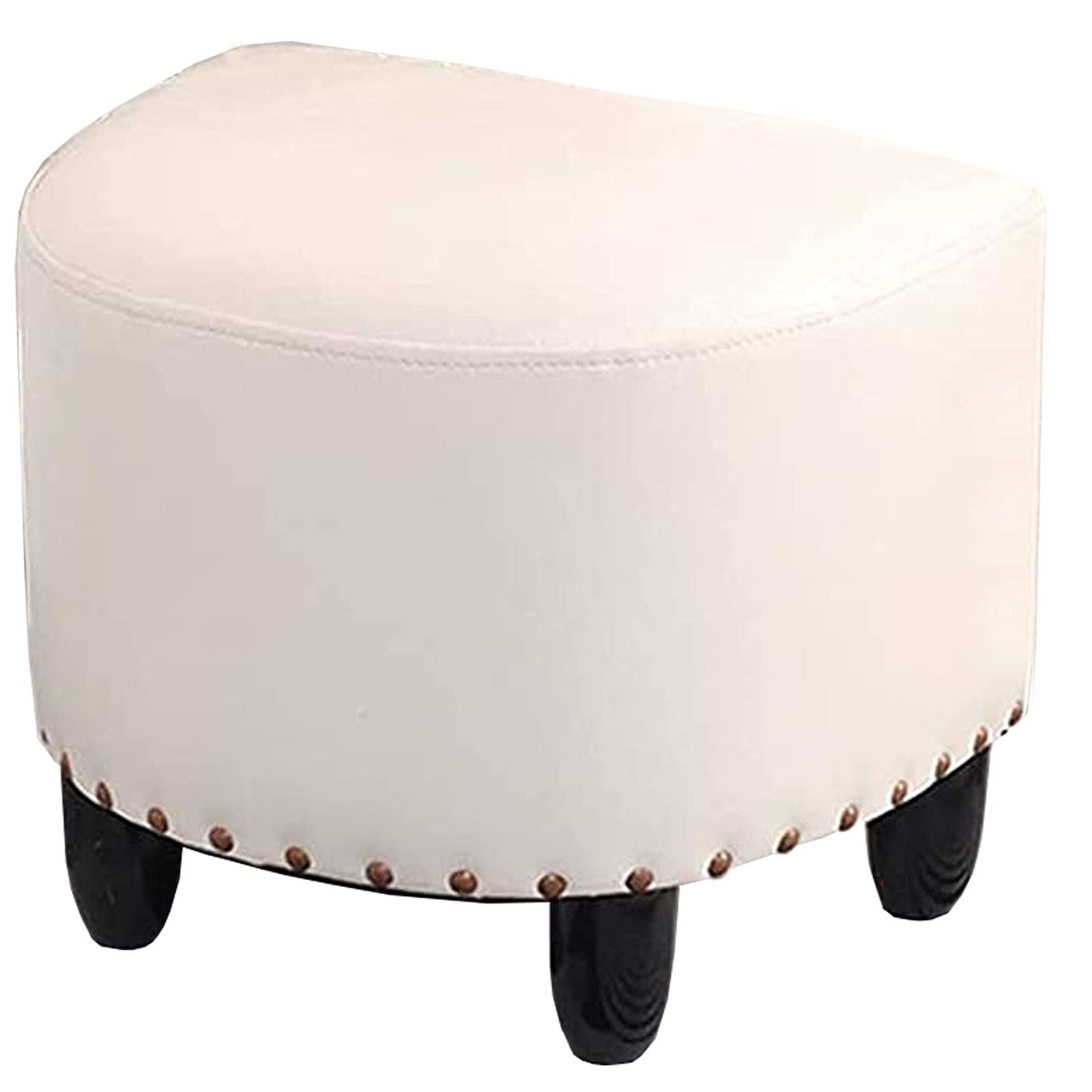 YUDE White PU Leather Footstool - Padded Seat Ottoman, Small Coffee Table Footrest, Children's Stool for Living Room & Bedroom - Perfect as Extra Seating, Footrest or Decorative Accent Under Tables