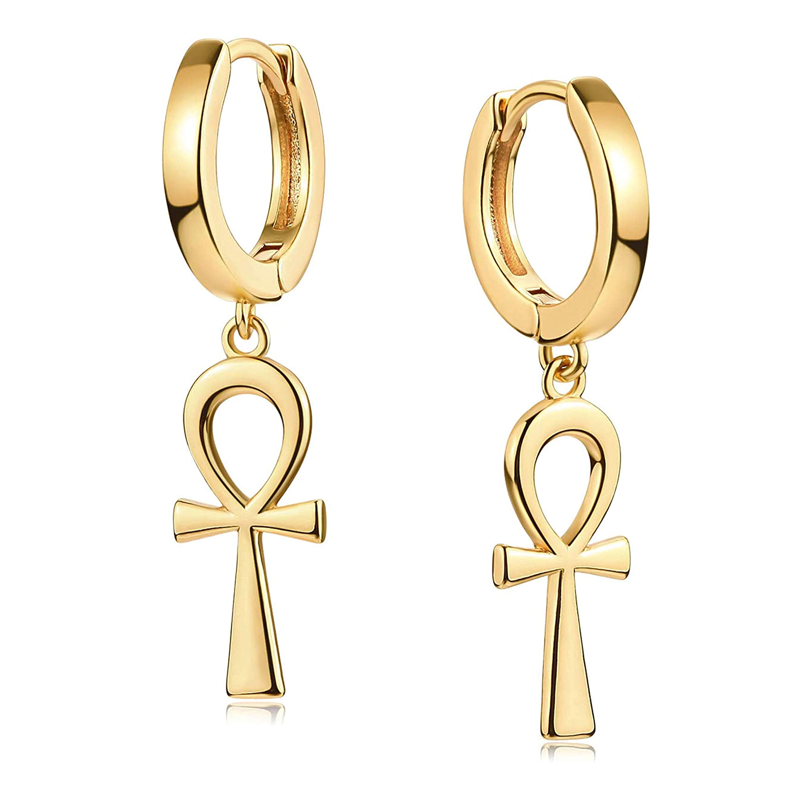 VALLOEY ROVER 14k Gold Plated Hoop Earrings for Women - Hypoallergenic Dainty Dangle Earrings with Charm - Perfect for Everyday Wear, Parties & Gifts