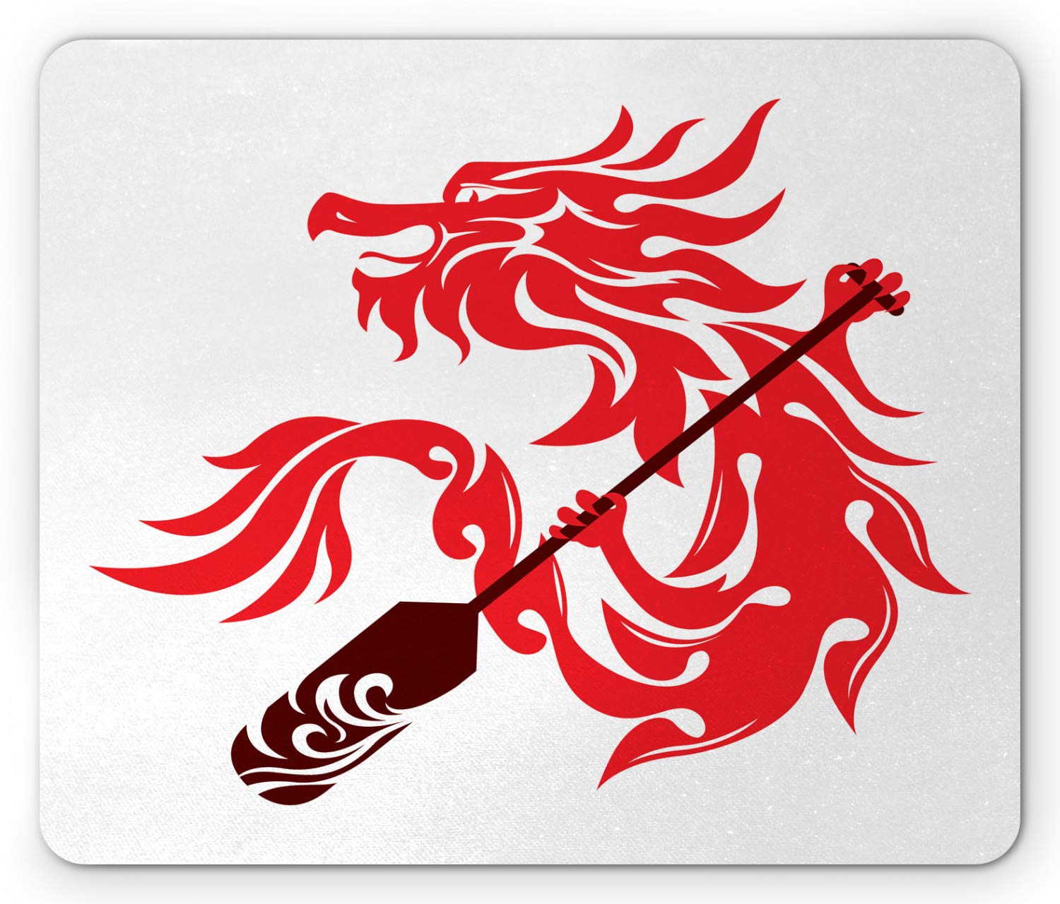 Lunarable Dragon Mouse Pad - Non-Slip Rubber Gaming Mousepad with Mythical Beast Tattoo Design, Standard Size Rectangle Computer Mouse Mat in Burgundy Vermilion & White - Perfect for Office, Gaming, and Home Workspace Setup