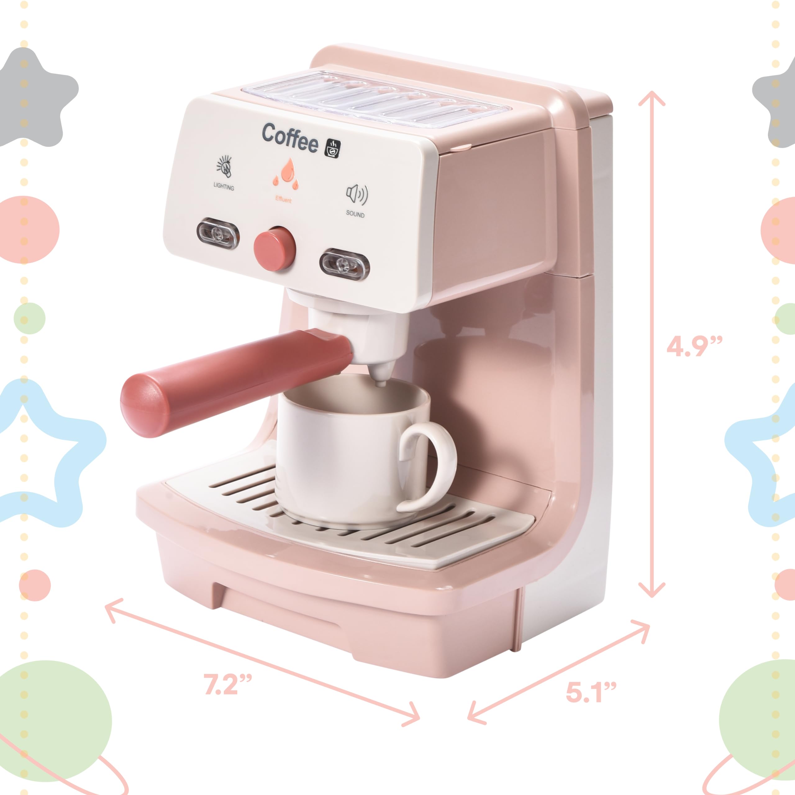 Kidzlane Kids Coffee Maker Playset - Realistic Toy Espresso Machine with Lights & Sounds - Pretend Play Coffee Set for Toddlers & Children - Perfect for Imaginative Play & Role-Playing Games