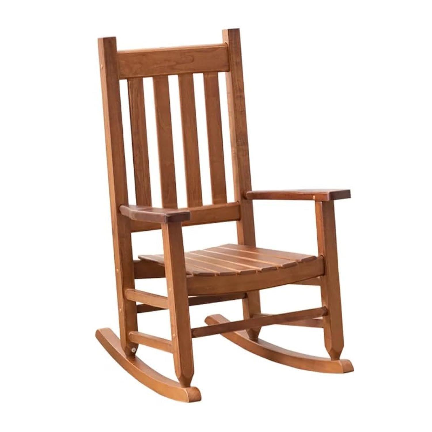 Kids Wooden Rocking Chair - Comfortable Toddler Rocker for Children Ages 6-10, Indoor & Outdoor Use - Perfect for Nursery, Playroom, Patio, Porch or Balcony - Natural Brown Wooden Rocking Furniture for Reading & Relaxation