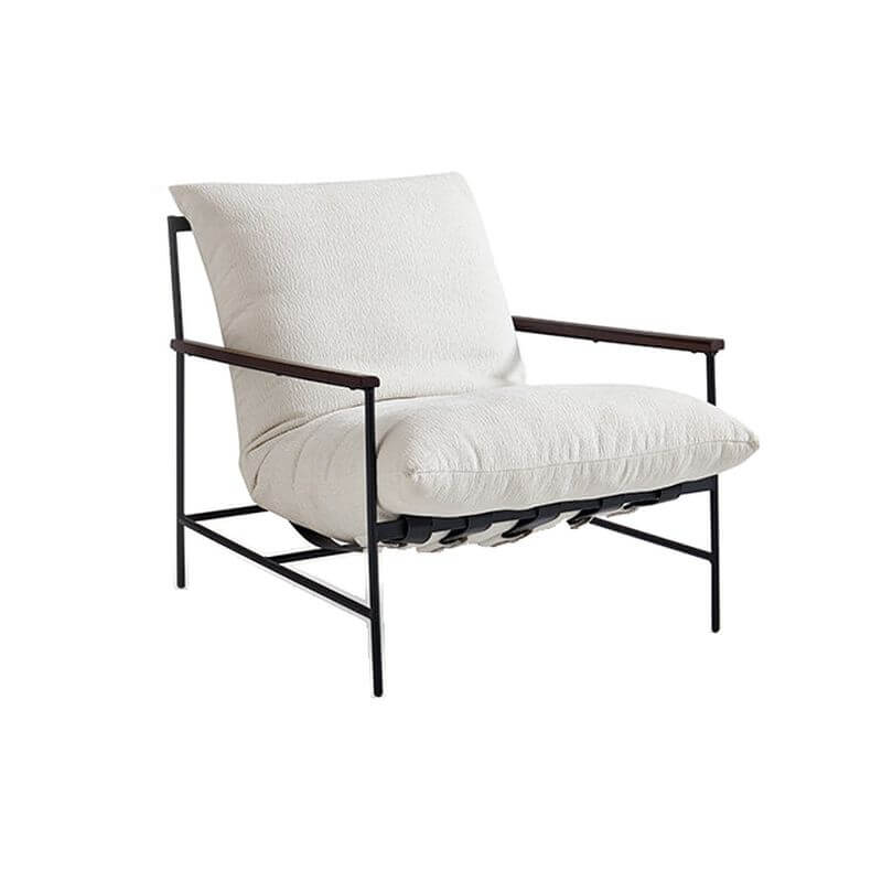 Minimalist White Armchair with Tufted Back & Button Details - Removable Slipcover & Cushions - Modern Living Room, Bedroom, or Office Seating Furniture for Home Decor