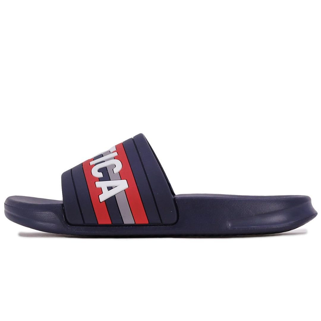 Nautica Kids Girls Slip-On Sandal Athletic Slide Shoes - Comfortable Youth Big Kid Little Kid Sneakers - Diamoni Navy Red Size 1 - Perfect for Beach, Pool, and Summer Outdoor Activities