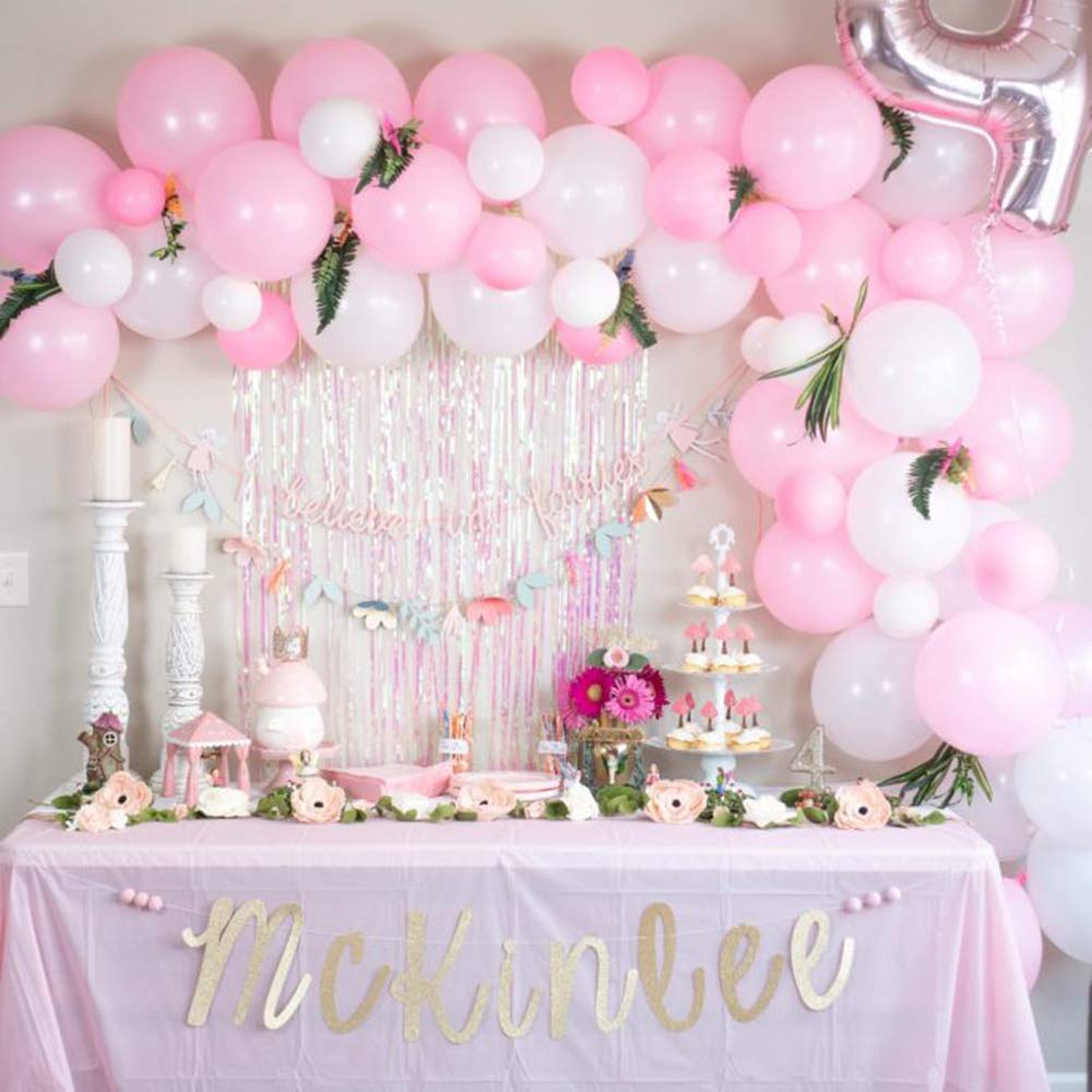 16Ft White & Gold Balloon Garland Arch Kit - Latex Balloons Pack for Baby Shower, Wedding, Birthday, Bachelorette Party Backdrop Decorations (Pink) | Perfect for Indoor & Outdoor Celebrations, Photo Booths, and Event Backgrounds