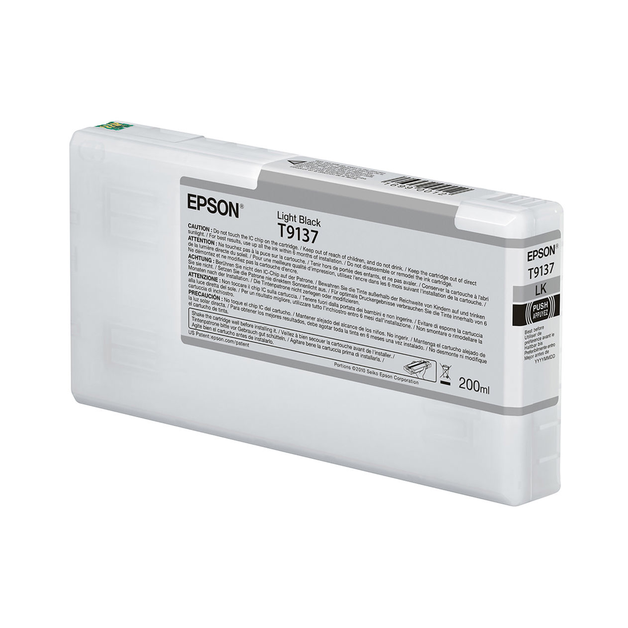Epson T9137 UltraChrome HDX Light Black Ink Cartridge 200mL - Compatible with SureColor SC P5000 Printers | High-Quality Photo & Fine Art Printing Supplies for Professional Photographers & Graphic Designers