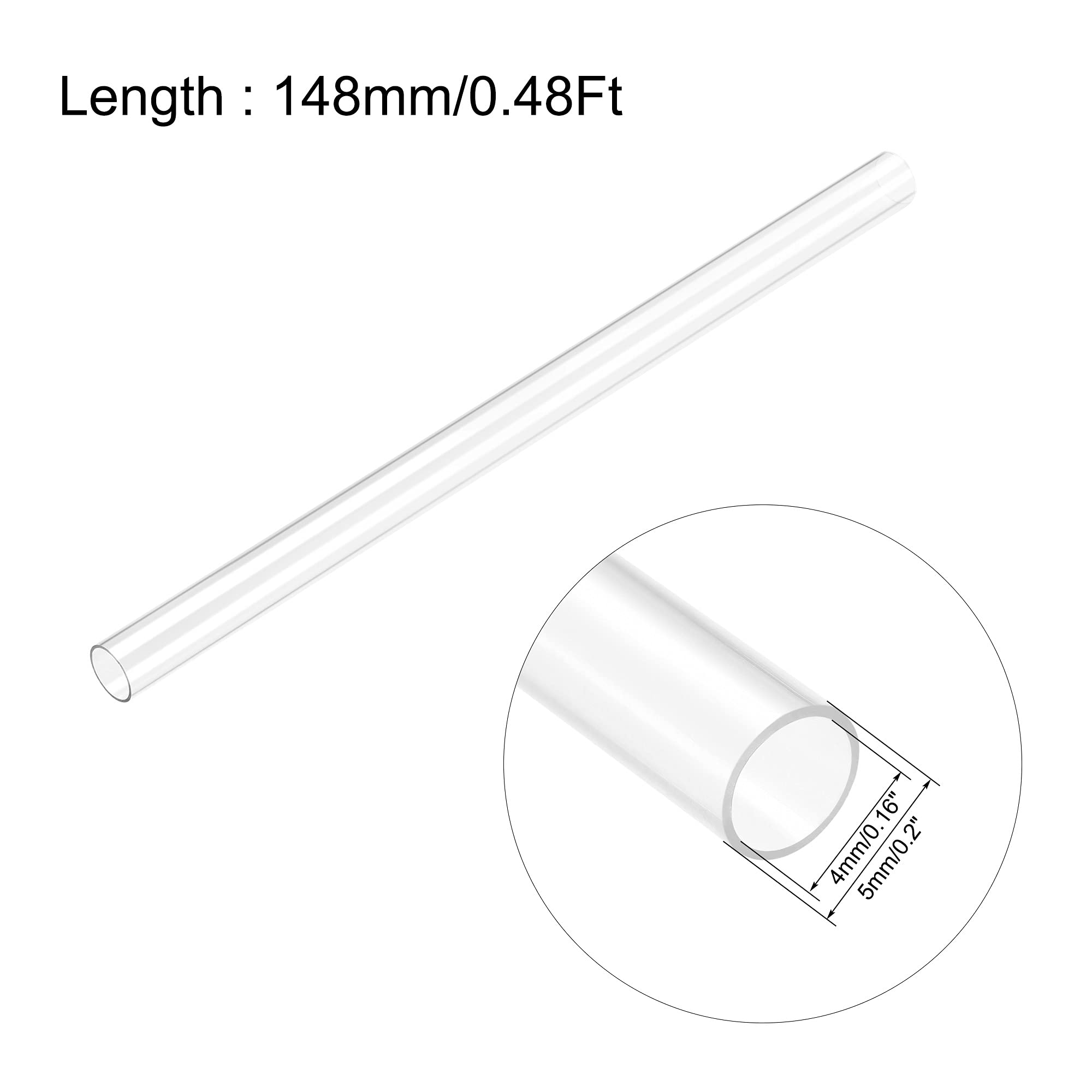 uxcell 4mmx5mmx148mm Clear Rigid Round Plastic Tubing with Black Lids - 3 Pack Transparent Storage Tubes for DIY Crafts, Jewelry Organizer & Small Parts Storage