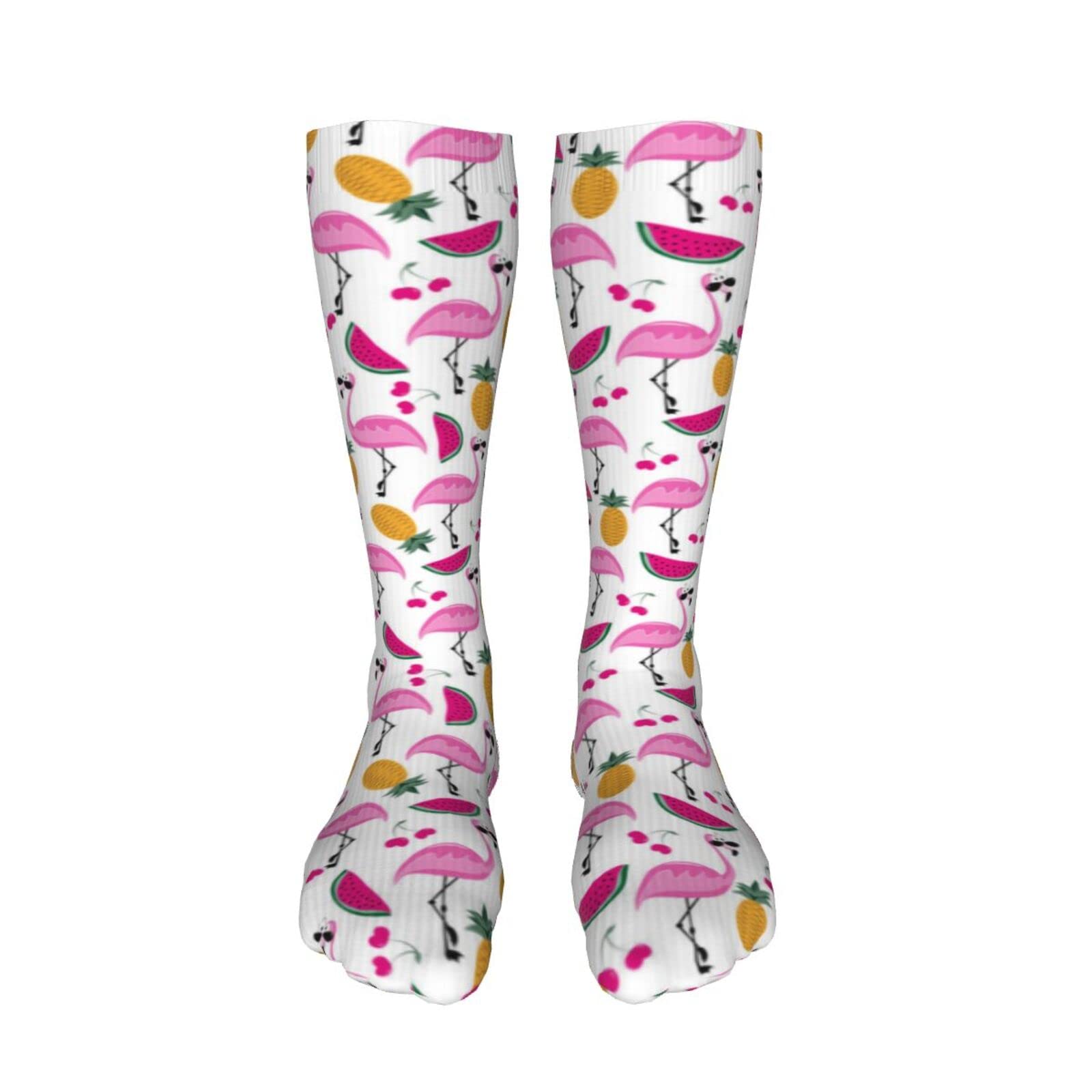 Pink Flamingo Pineapple Thigh High Compression Socks for Women & Men - Over The Knee Long Socks for Workout, Running & Fashion Outfits