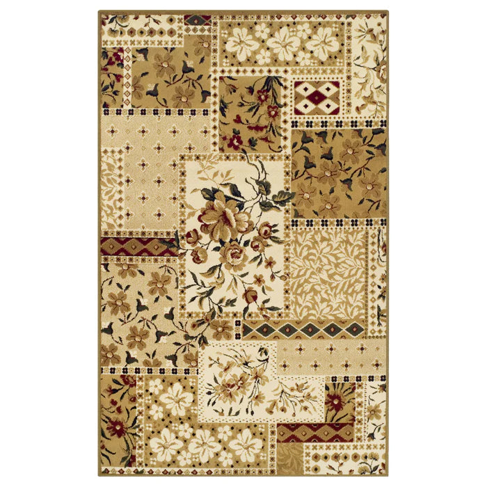 Floral Patchwork Area Rug - Soft Non-Slip Indoor Rug for Living Room, Bedroom, Nursery - Boho Chic Home Decor for Cozy Spaces