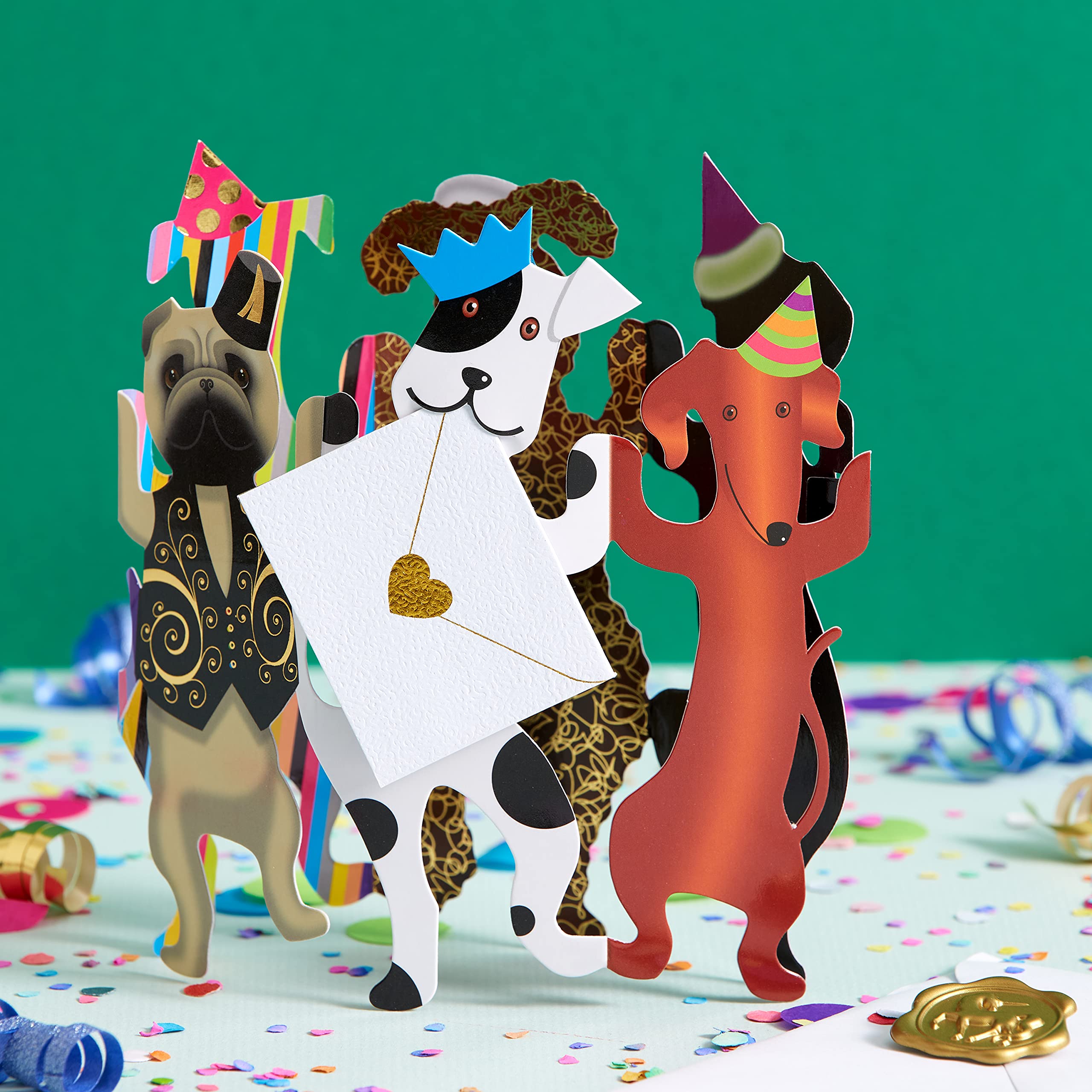 Funny Dog Birthday Card with Party Hats - Perfect for Pet Lovers