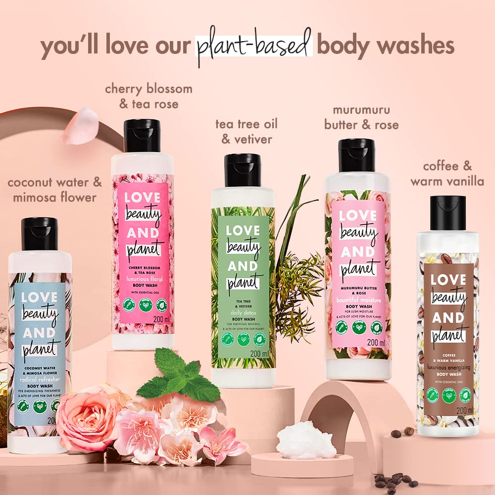 Love Beauty & Planet Moisturizing Body Wash - Sulfate & Paraben Free Shower Gel with Coffee & Warm Vanilla Scent (200ml) | Hydrating & Nourishing for Dry Skin | Perfect for Daily Shower & Relaxing Bath Time