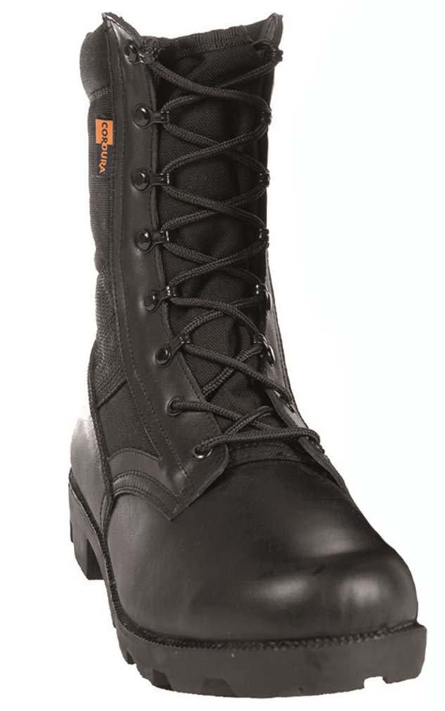Mil-Tec US Army Jungle Combat Boots - Durable Cordura & Leather Tactical Boots for Men - Black - Ideal for Hiking, Outdoor Adventures & Military Use