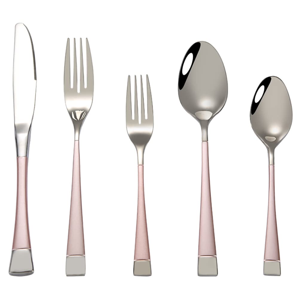 30-Piece Stainless Steel Silverware Set for 6 - Household & Restaurant Cutlery Set (Dishwasher Safe, Pink) - Perfect for Dining, Parties, and Everyday Use