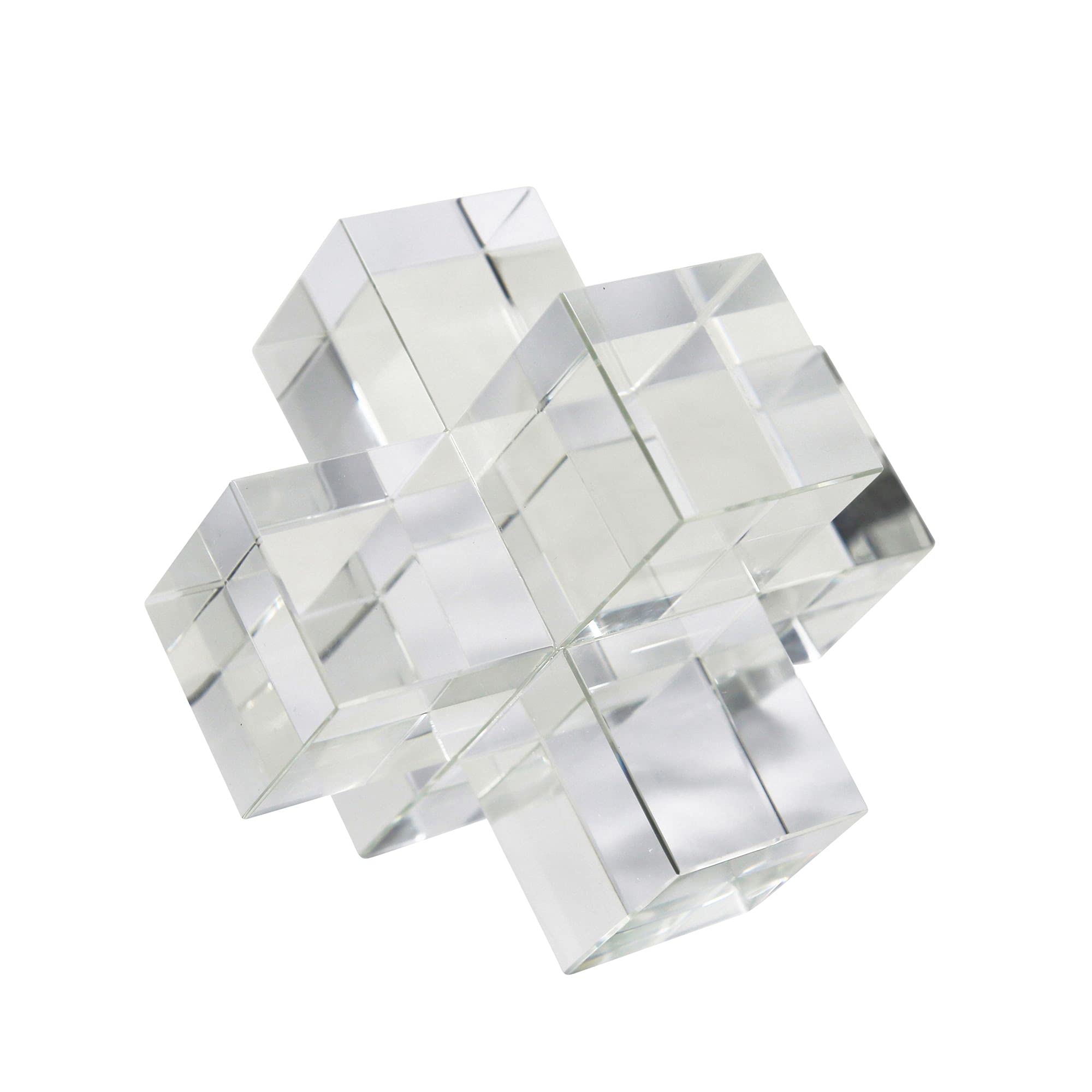 Kingston Living 6-Inch Clear Crystal Geometric Glass Decoration | Modern Home & Office Desk Decor | Perfect for Centerpieces, Shelf Displays & Gift Giving