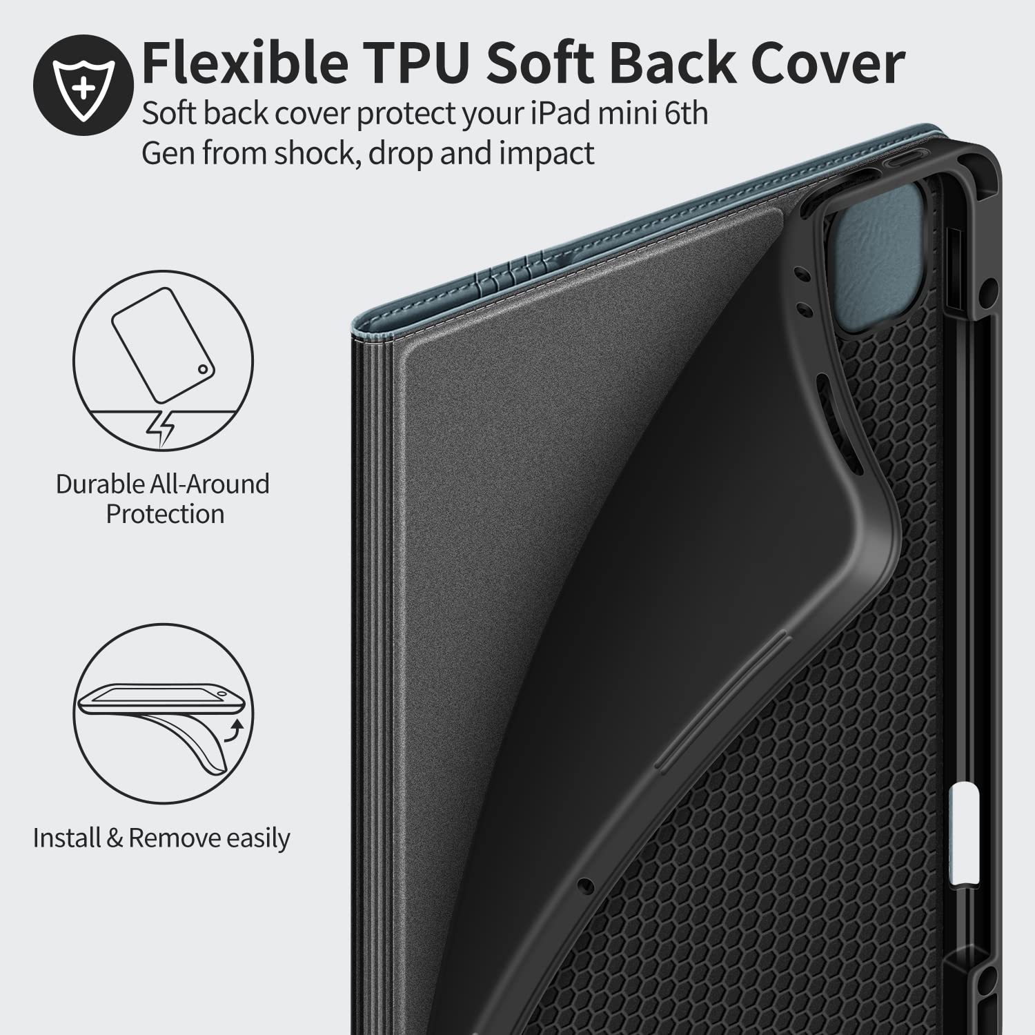 Premium Vegan Leather iPad Pro 12.9 Case (2022/2021/2020/2018 6th/5th/4th/3rd Gen) with Pencil Holder - Shockproof Folio Cover with Auto Sleep/Wake Feature for Work, School & Travel Protection