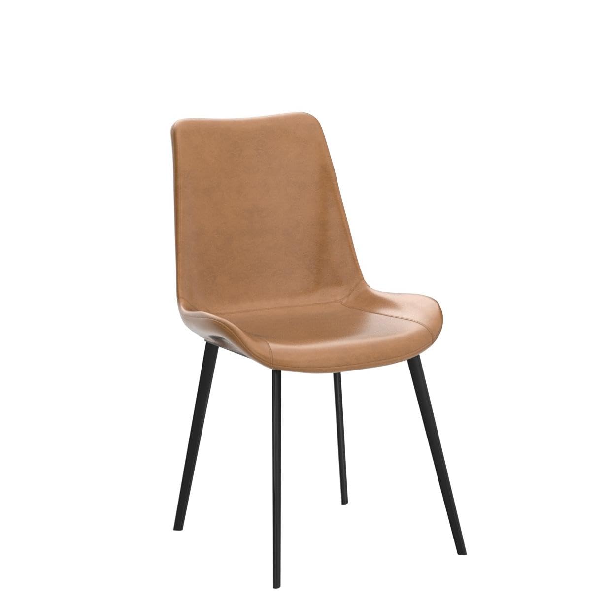 Modern Upholstered Faux Leather Dining Chairs Set of 2 - Brown Kitchen & Dining Room Chairs with Sturdy Metal Legs - Perfect for Breakfast Nook, Small Dining Spaces & Contemporary Home Decor
