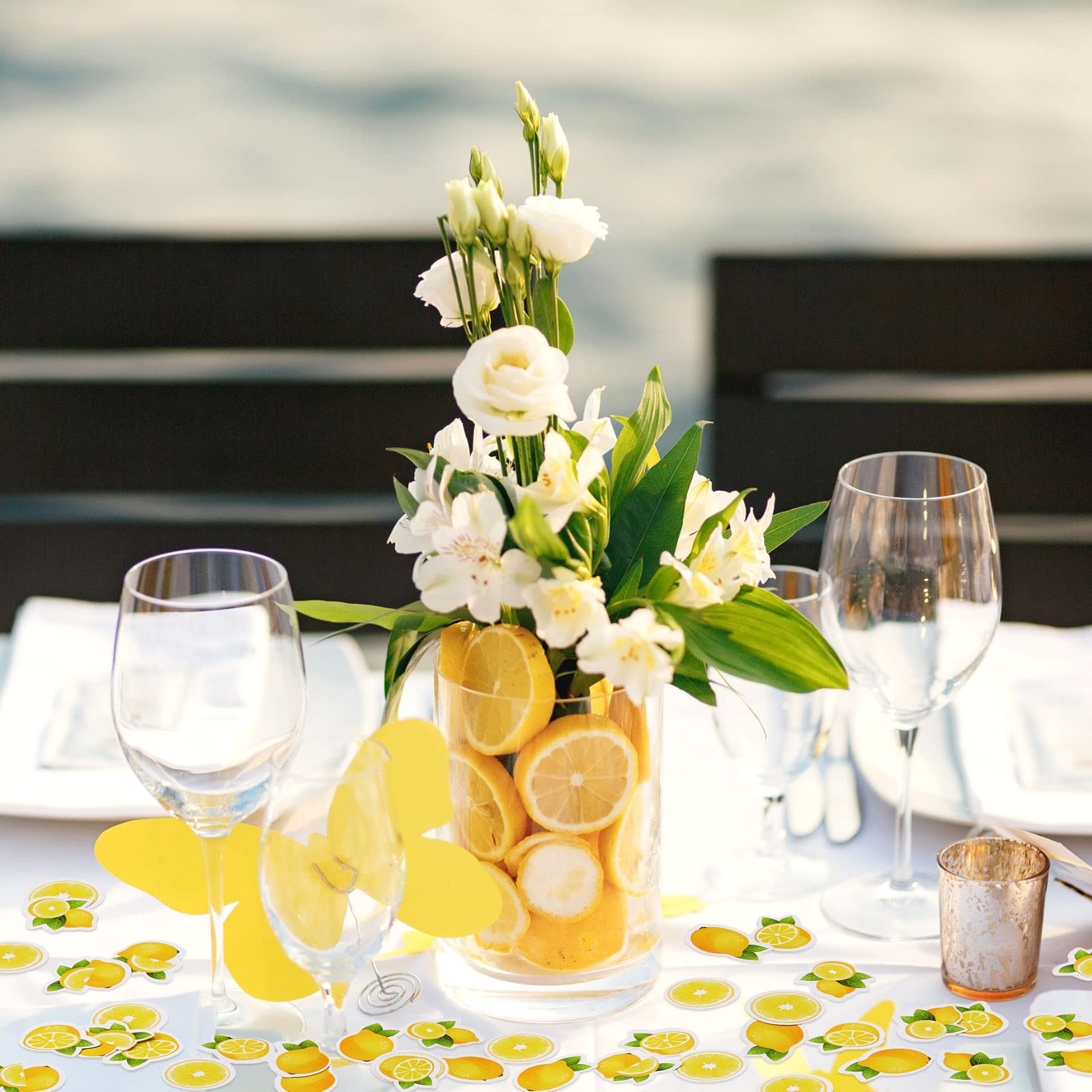 400 Pieces Lemonade Party Table Confetti - Baby Shower Decorations, Lemon Theme Wedding & Bridal Shower Supplies, Fruit Table Scatter for Birthday Party, Summer Picnic, and Outdoor Events