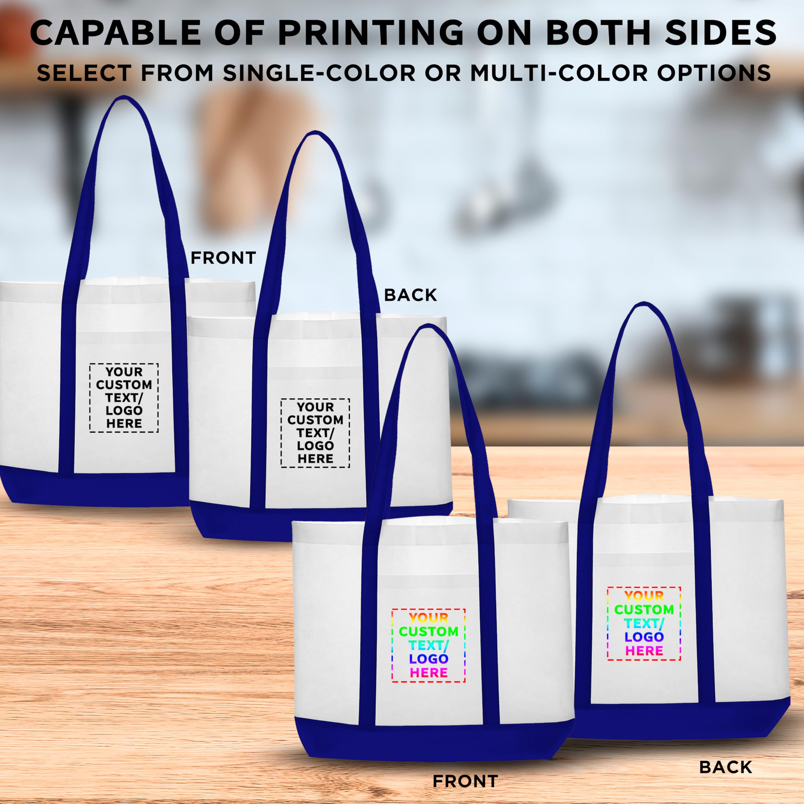 Customizable Non-Woven Tote Bags Set - 50 Pack, Durable & Water Resistant, 18