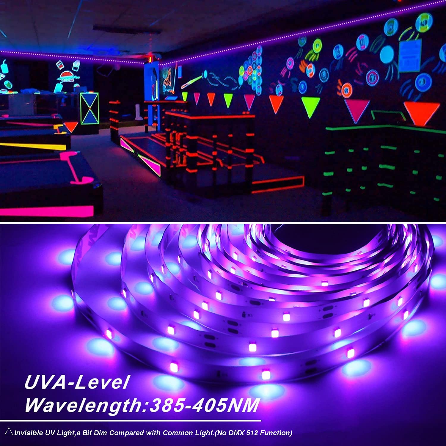 UV LED Strip Lights - 9.84ft Battery Powered 5V Blacklight Strips, Super Bright Non-Waterproof UV Black Light Kit with Battery Case - Perfect for Glow Parties, Halloween Decorations & Neon Art Projects